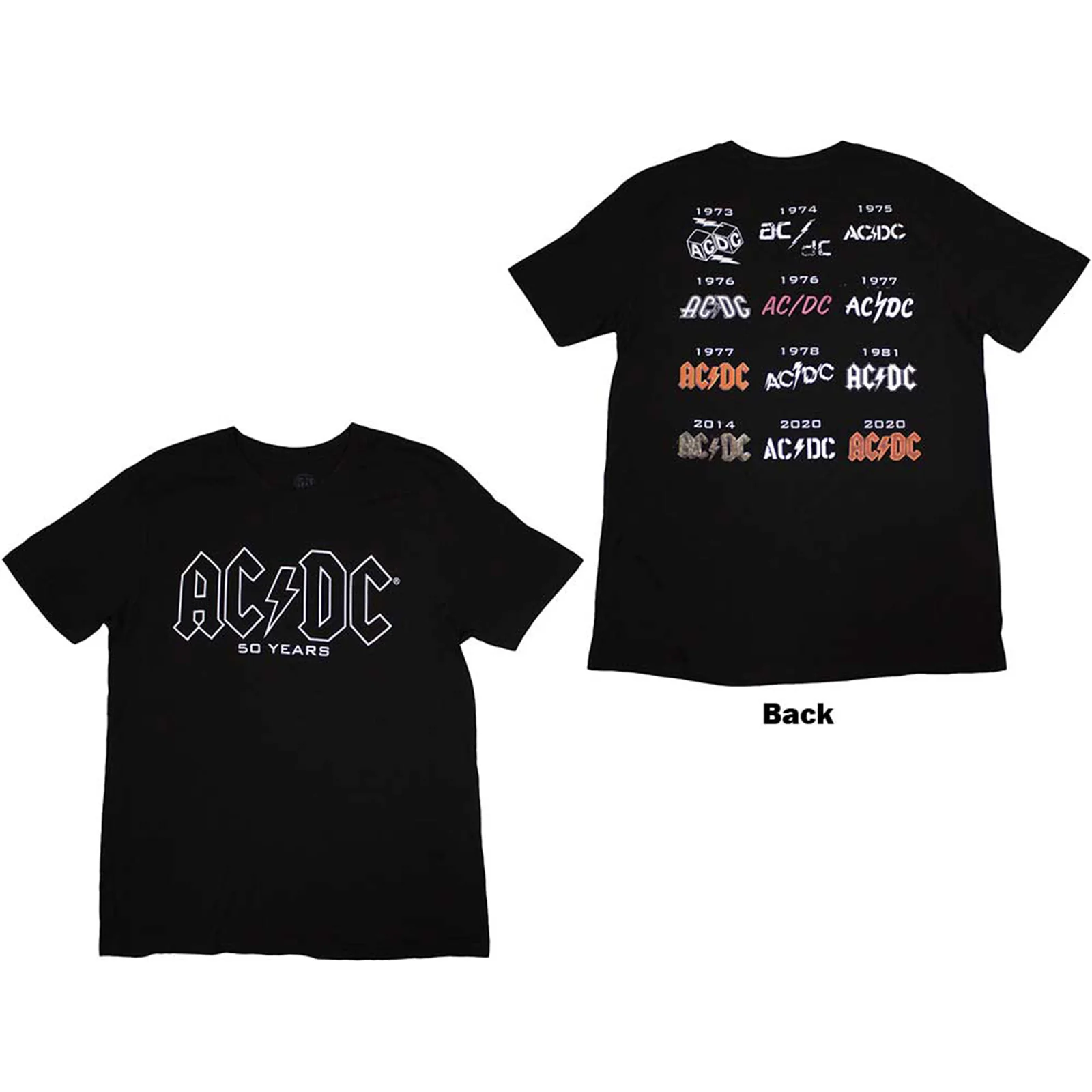 AC/DC - LOGO HISTORY - T-Shirt Black (Back Print)