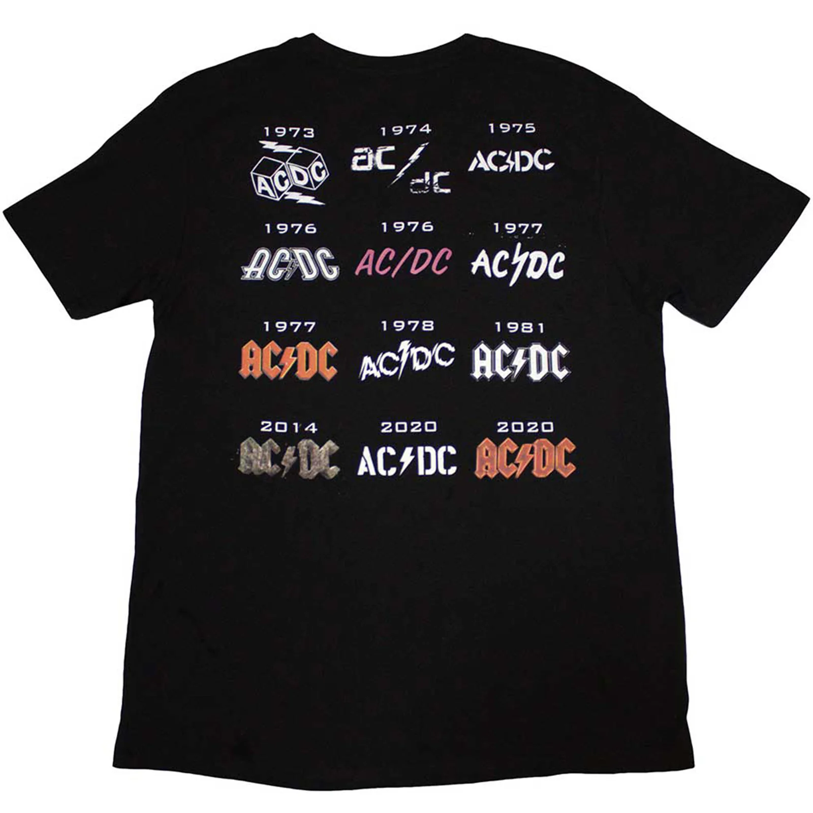 AC/DC - LOGO HISTORY - T-Shirt Black (Back Print) - Image 2