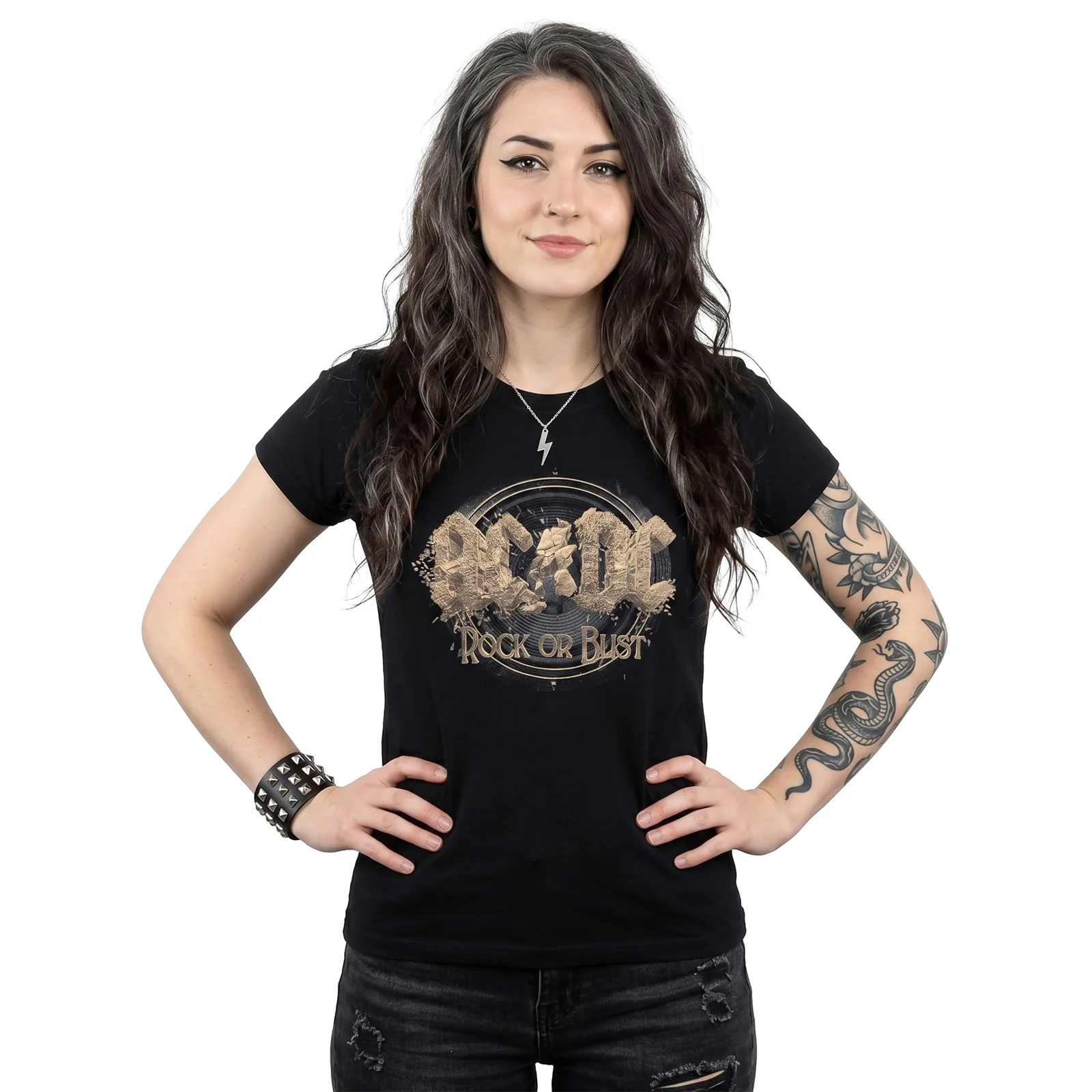 AC/DC - ROCK OR BUST - Ladies T-Shirt Black - Image 2