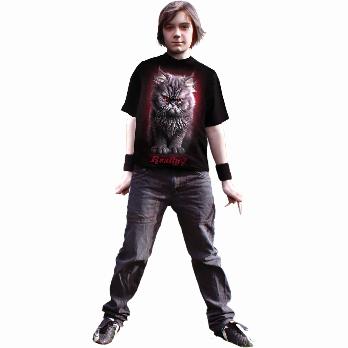 ANGER MANAGEMENT - Kids Front Print T-Shirt Black - Image 2