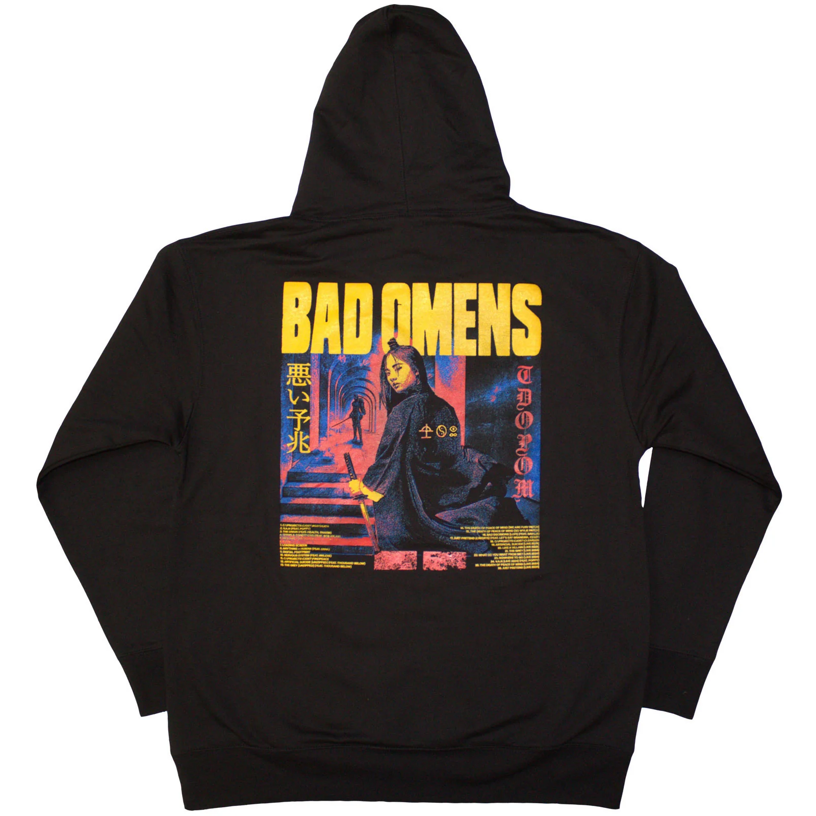 BAD OMENS - SAMURAI WOMAN - Pullover Hoodie Black (Back Print) - Image 2