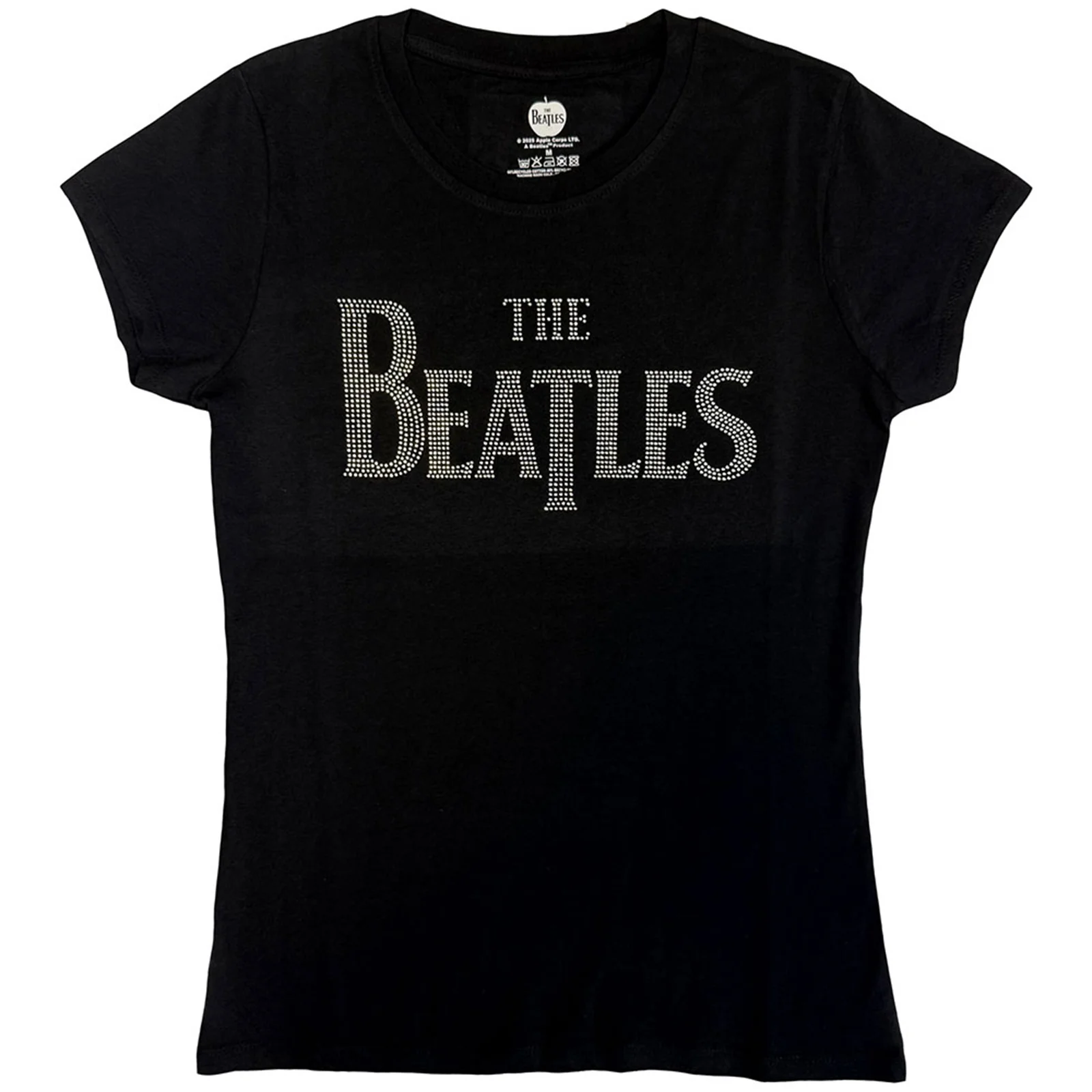 THE BEATLES - DROP T CRYSTALS - Ladies T-Shirt Black (Embellished)