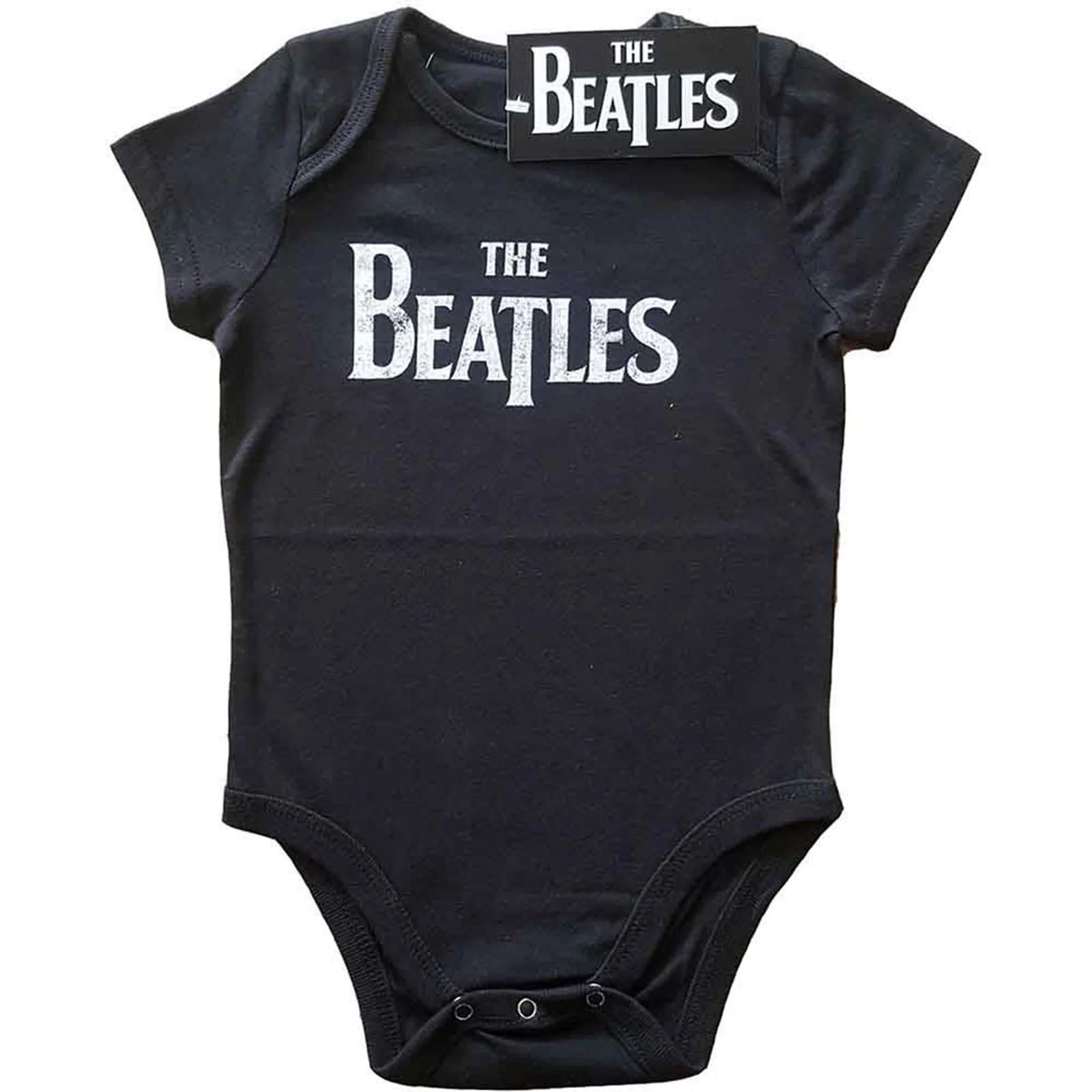 THE BEATLES - DROP T LOGO - Baby Grow Black