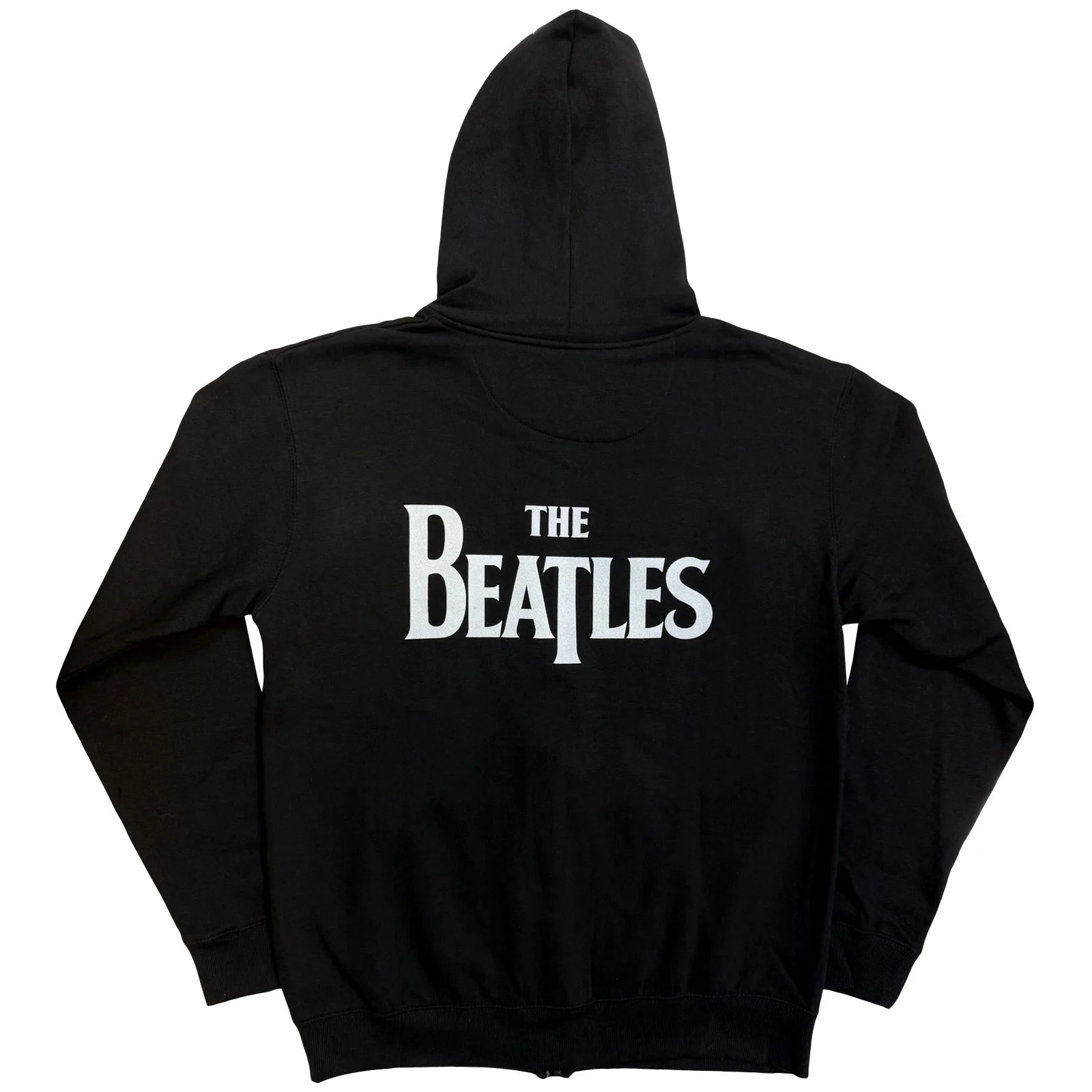 THE BEATLES - DROP T LOGO - Zipped Hoodie Black (Back Print) - Image 2