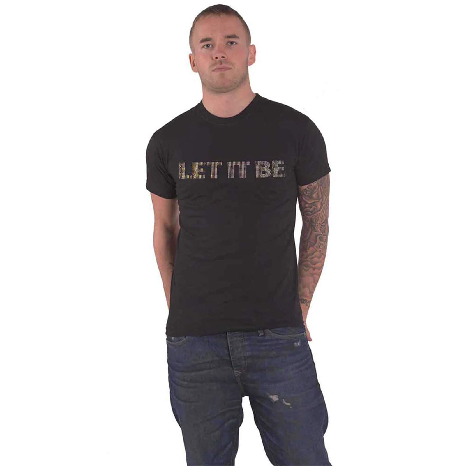THE BEATLES - LET IT BE CRYSTALS - T-Shirt Black (Embellished) - Image 3