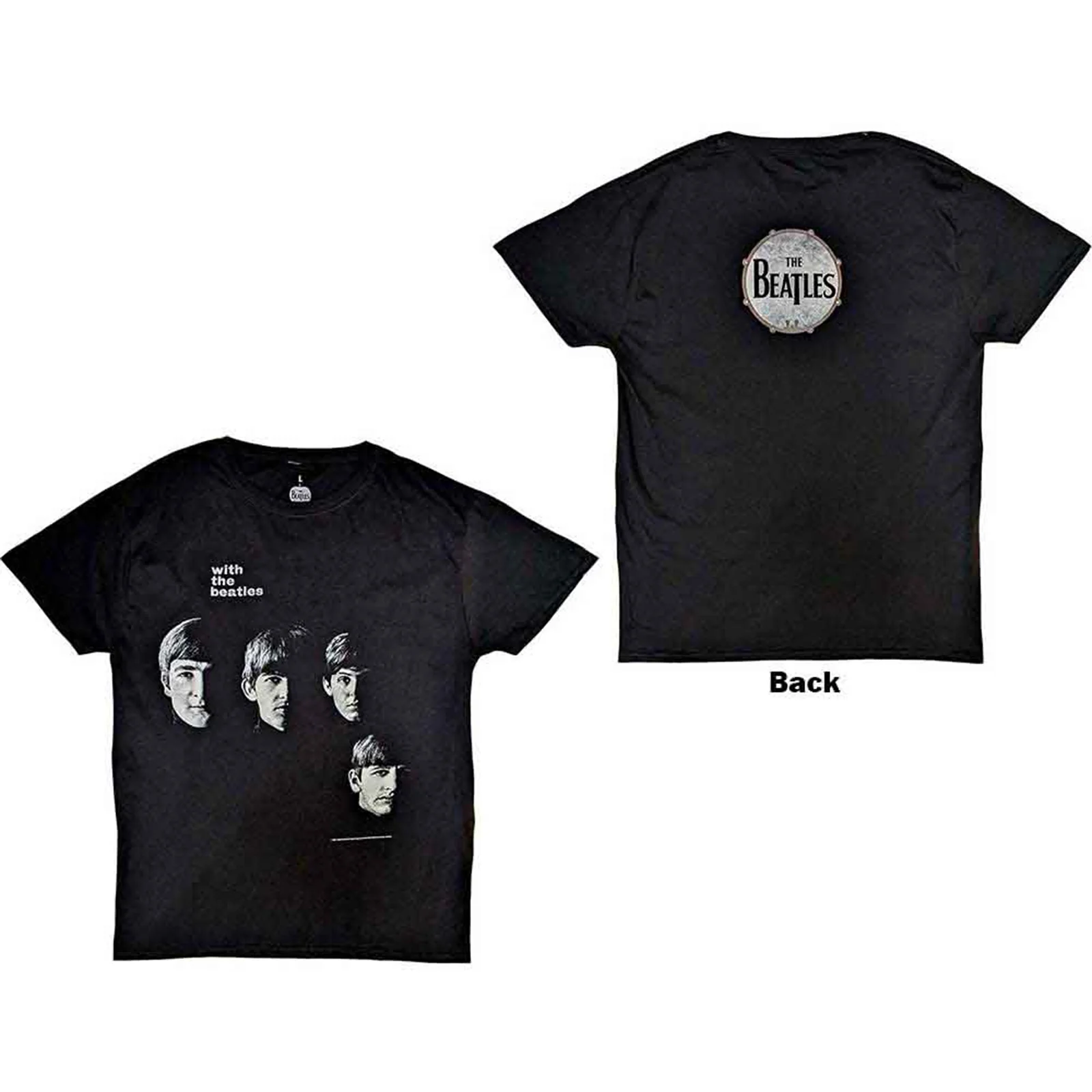 THE BEATLES - VINTAGE WITH THE BEATLES - T-Shirt Black (Back Print)