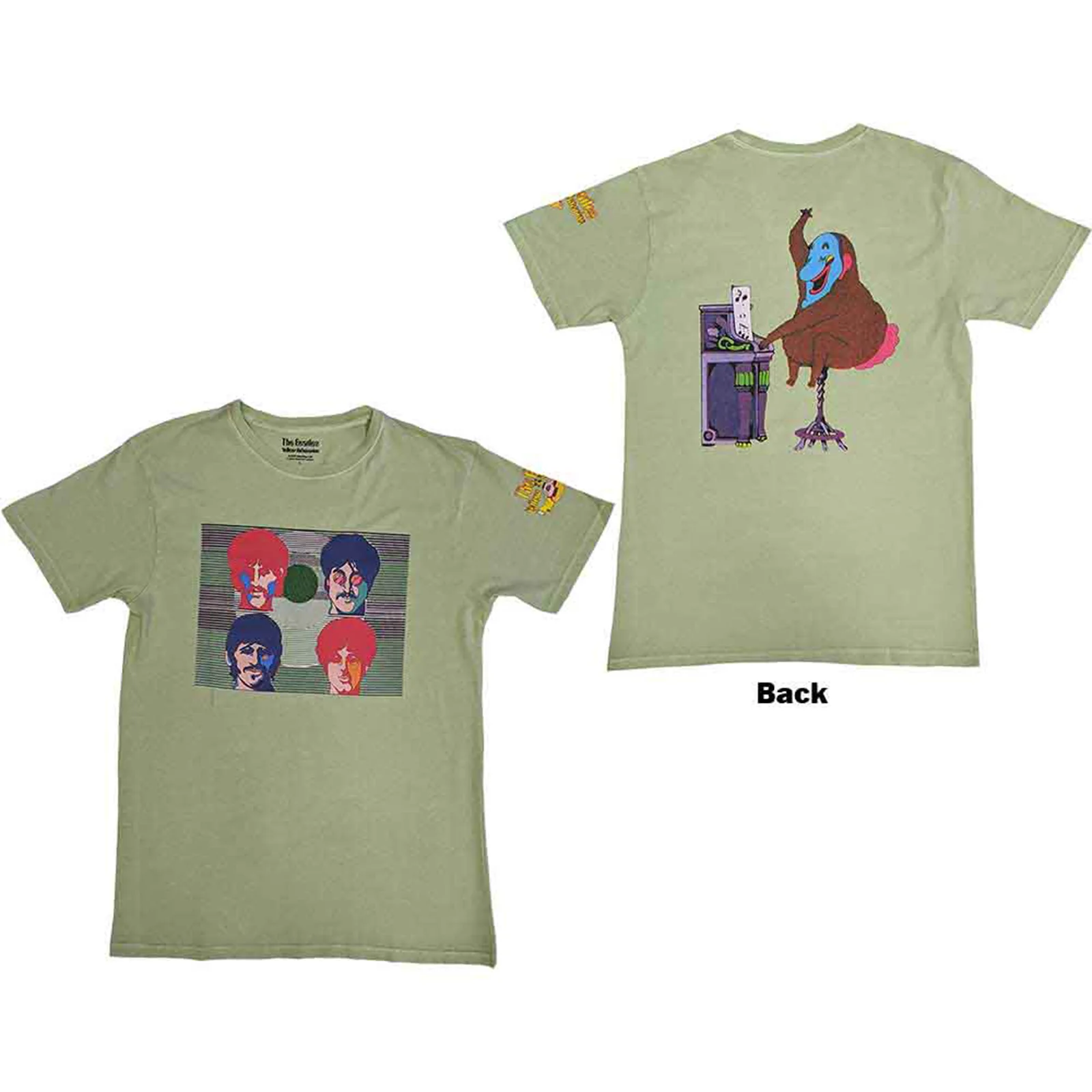 THE BEATLES - YELLOW SUBMARINE MAGIC PIANO - T-Shirt Green (Back Print)