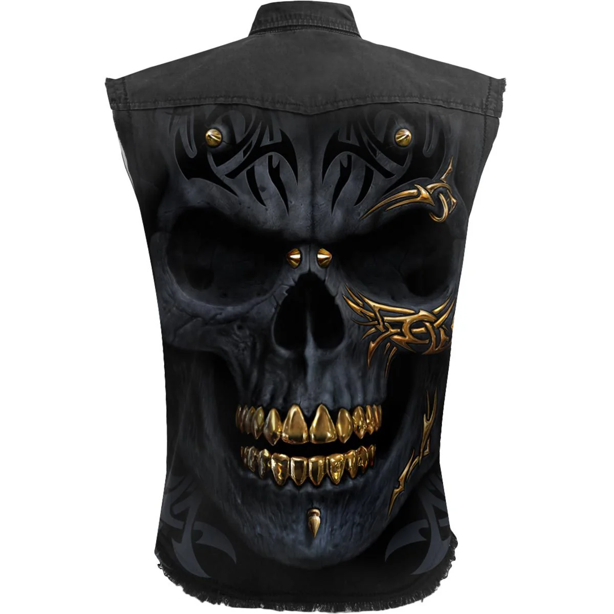BLACK GOLD - Sleeveless Stone Washed Worker Black - Image 2