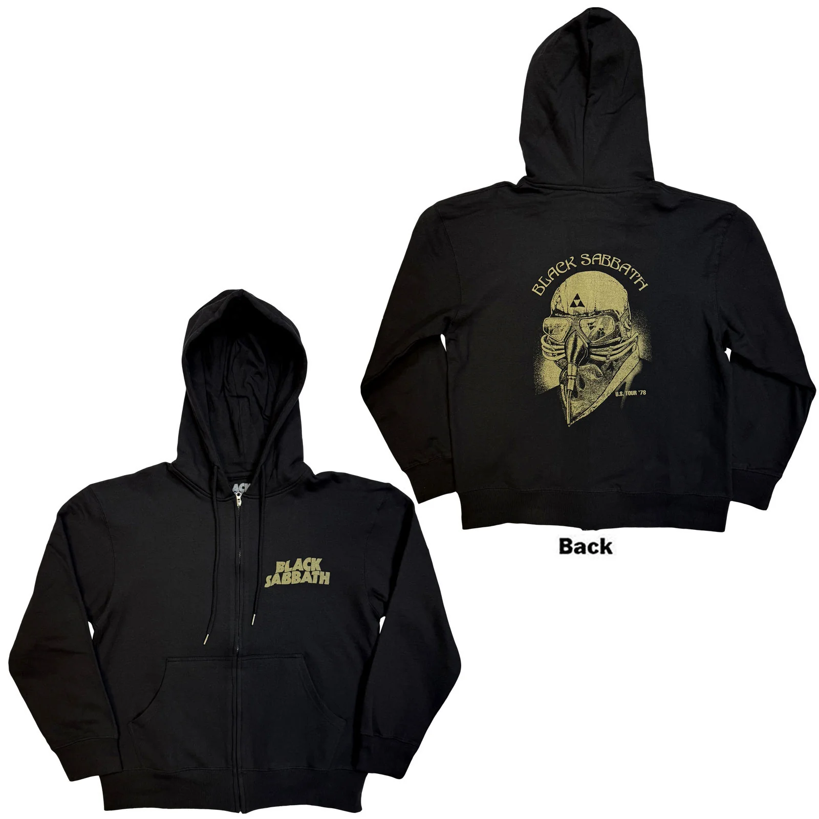 BLACK SABBATH - TOUR 1978 - Zipped Hoodie Black (Back Print)