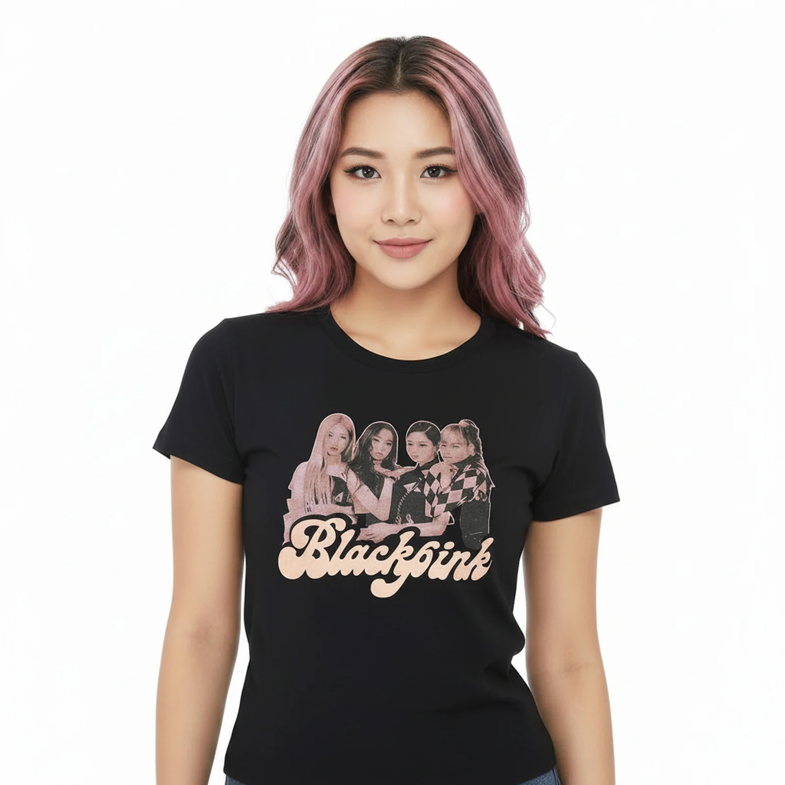 BLACKPINK - PHOTO - Ladies T-Shirt Black - Image 2