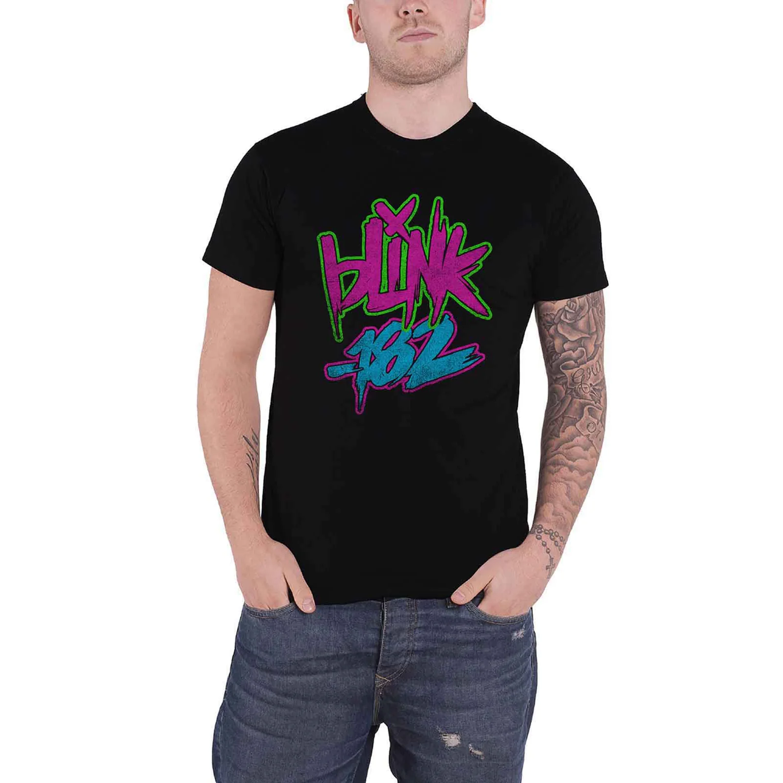 BLINK-182 - NEON LOGO - T-Shirt Black - Image 2