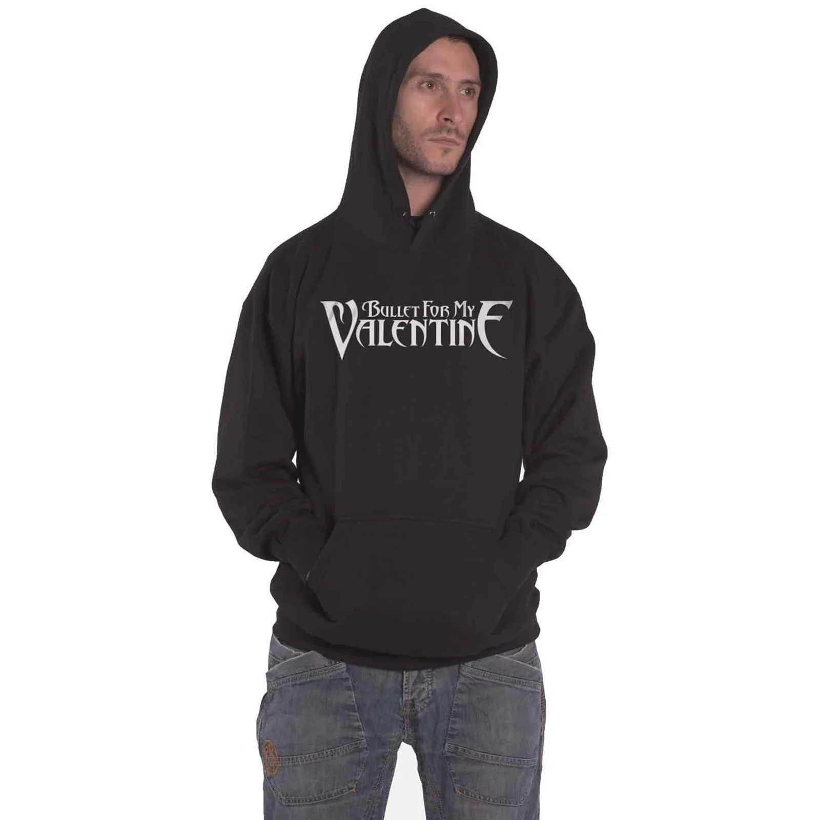 BULLET FOR MY VALENTINE - LOGO & RAVEN - Pullover Hoodie Black (Back Print) - Image 3