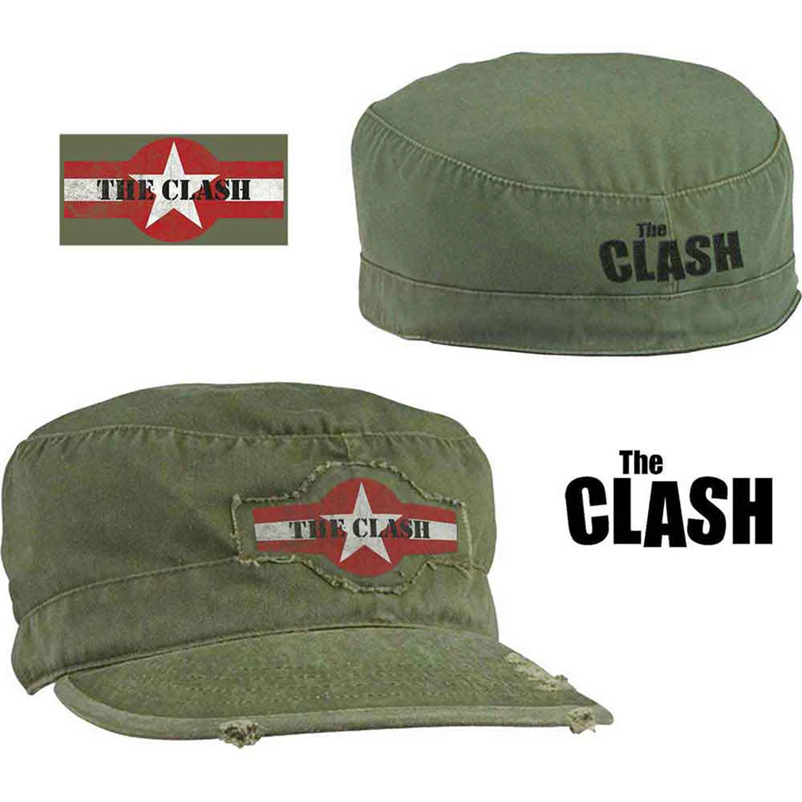 THE CLASH - STAR LOGO - Military Cap Green (Distressed)