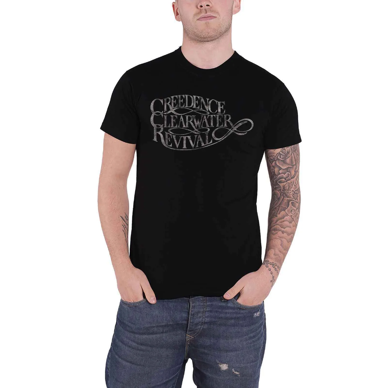 CREEDENCE CLEARWATER REVIVAL - VINTAGE LOGO - T-Shirt Black - Image 2