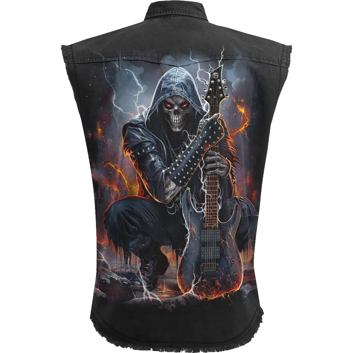 DEATH ROCKER - Sleeveless Stone Washed Worker Black - Image 2