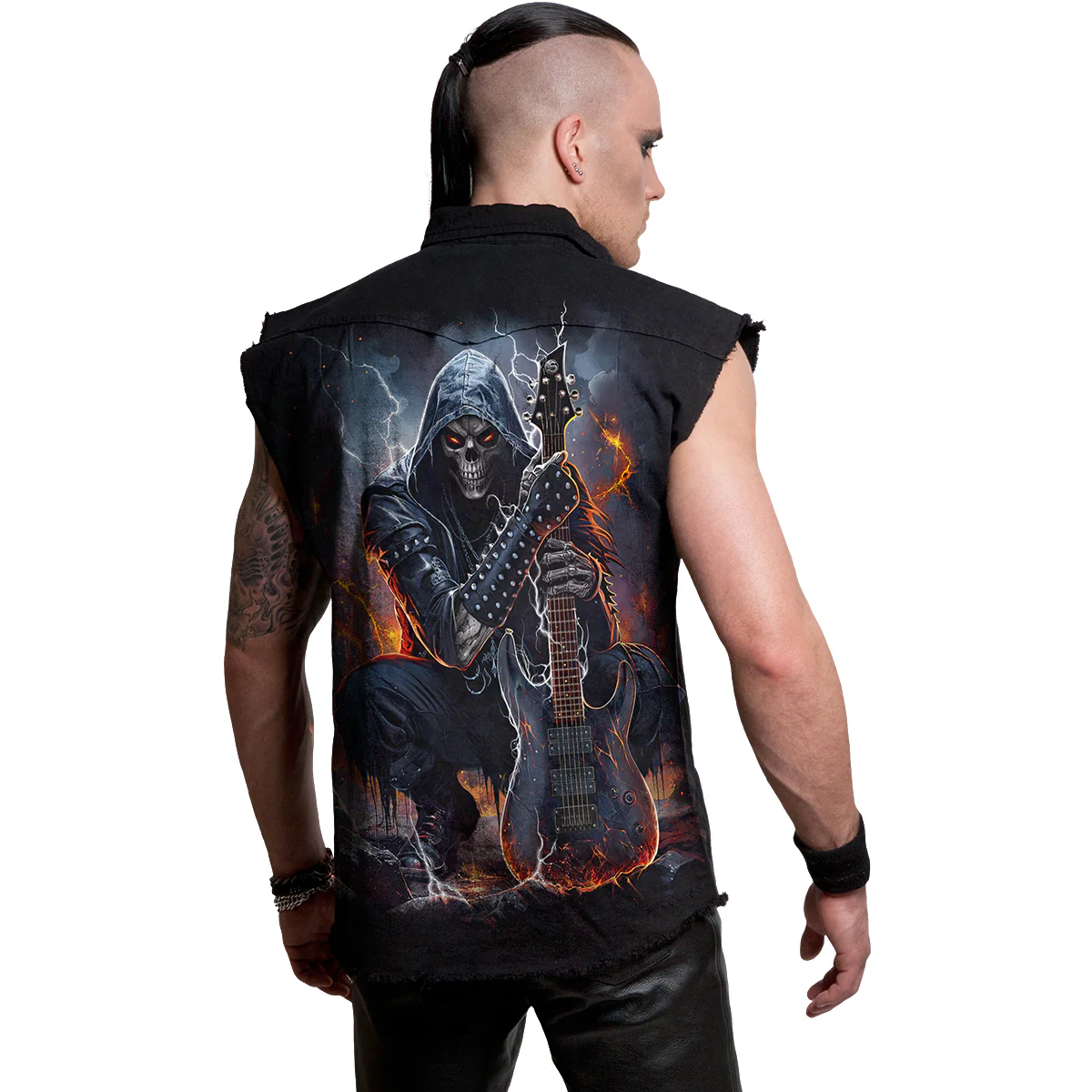 DEATH ROCKER - Sleeveless Stone Washed Worker Black - Image 3