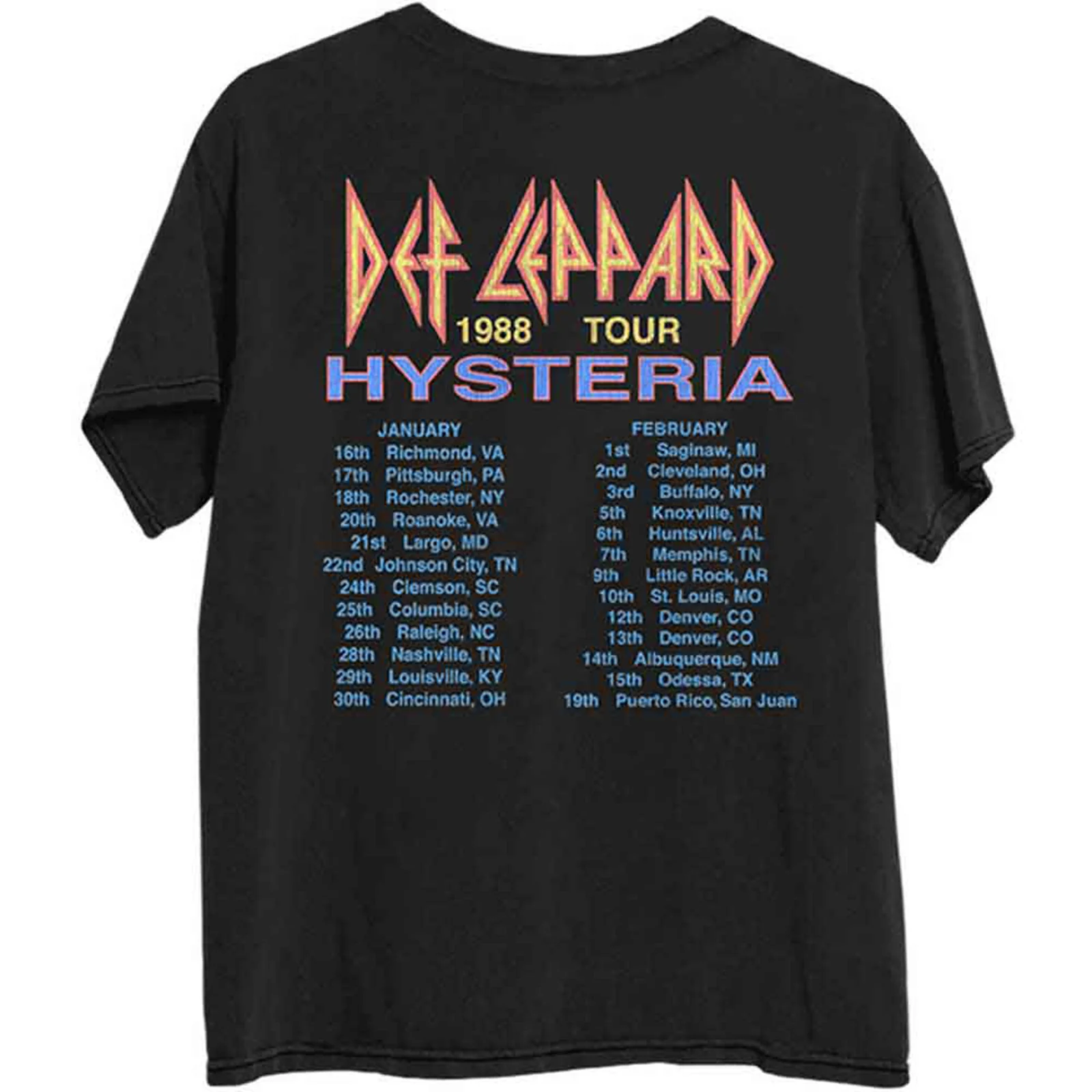 DEF LEPPARD - HYSTERIA '88 - T-Shirt Black (Back Print) - Image 2