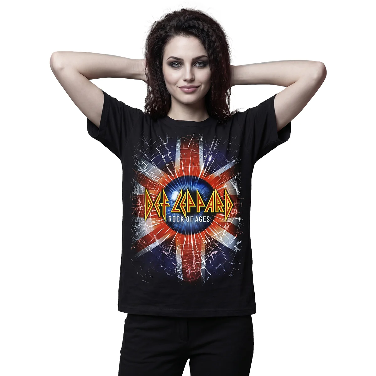 DEF LEPPARD - ROCK OF AGES - Front Print T-Shirt Black - Image 2