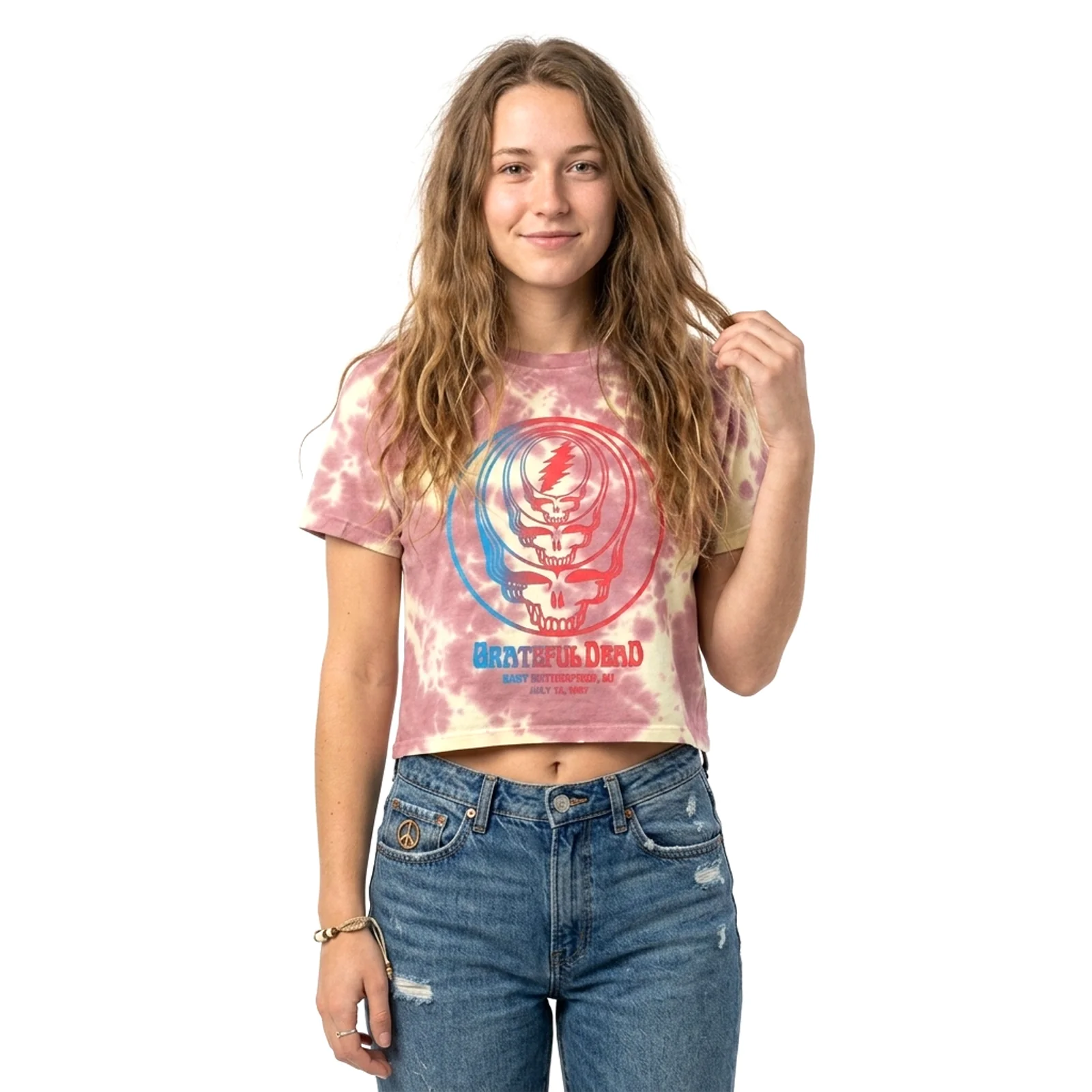 GRATEFUL DEAD - CONCENTRIC SKULLS - Crop Top Pink (Wash Collection) - Image 2
