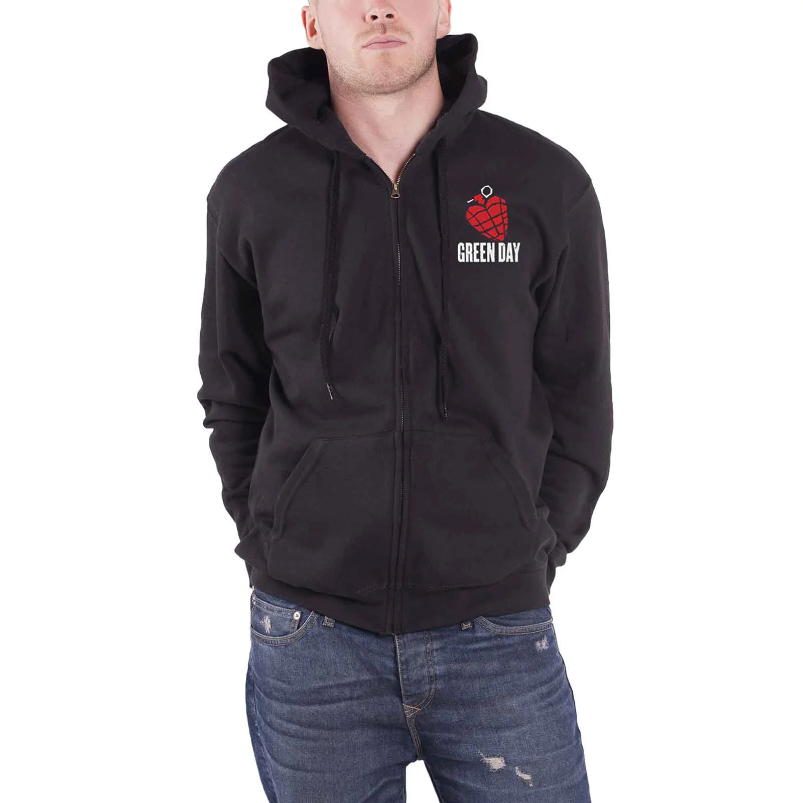 GREEN DAY - AMERICAN IDIOT - Zipped Hoodie Black (Back Print) - Image 3