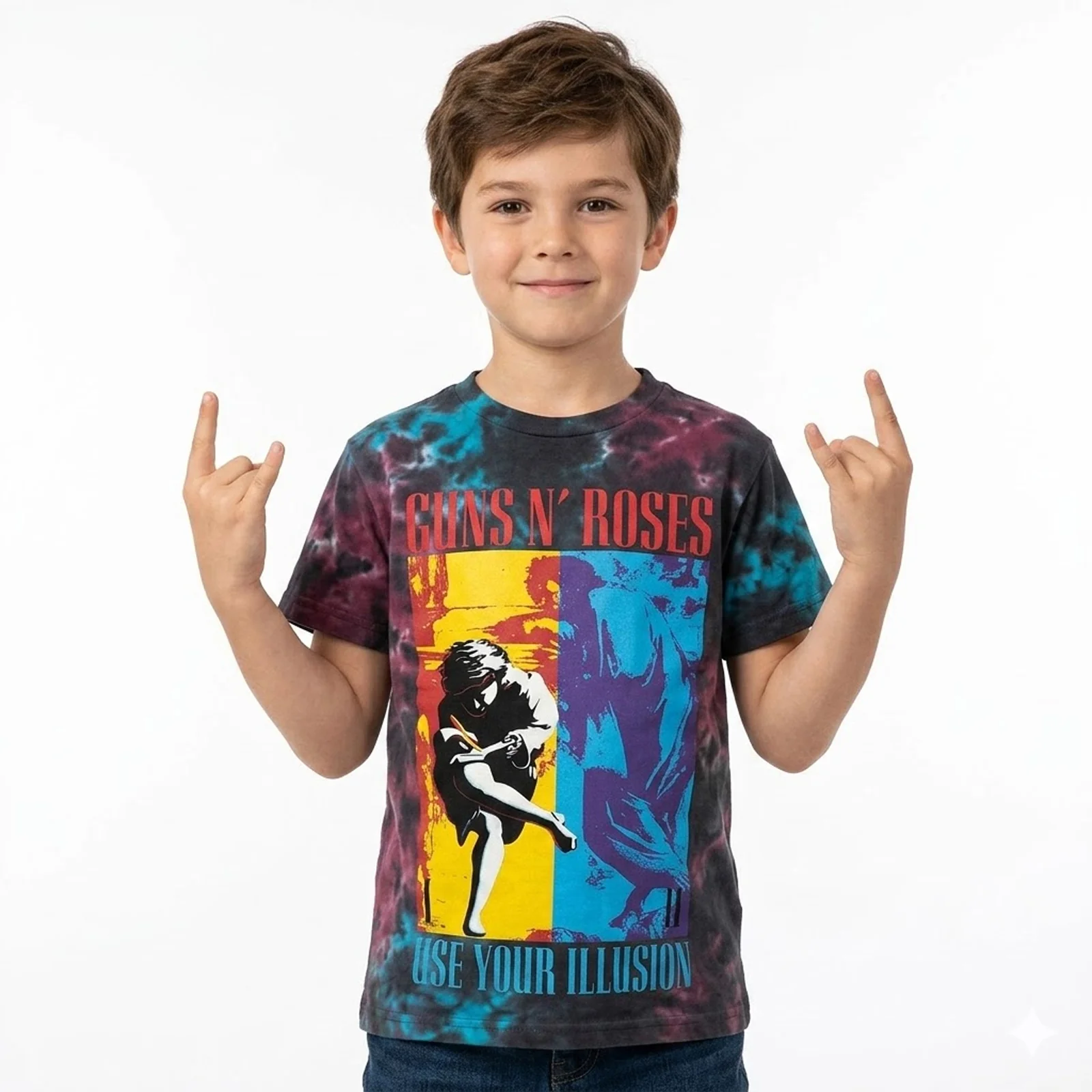 GUNS N ROSES - USE YOUR ILLUSION - Kids T-Shirt Blue (Wash Collection) - Image 2