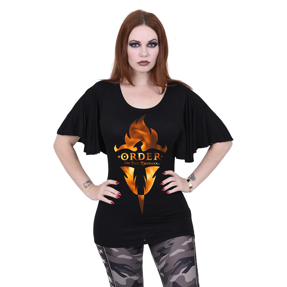 HARRY POTTER - ORDER OF THE PHOENIX - Boat Neck Bat Sleeve Top Black - Image 2