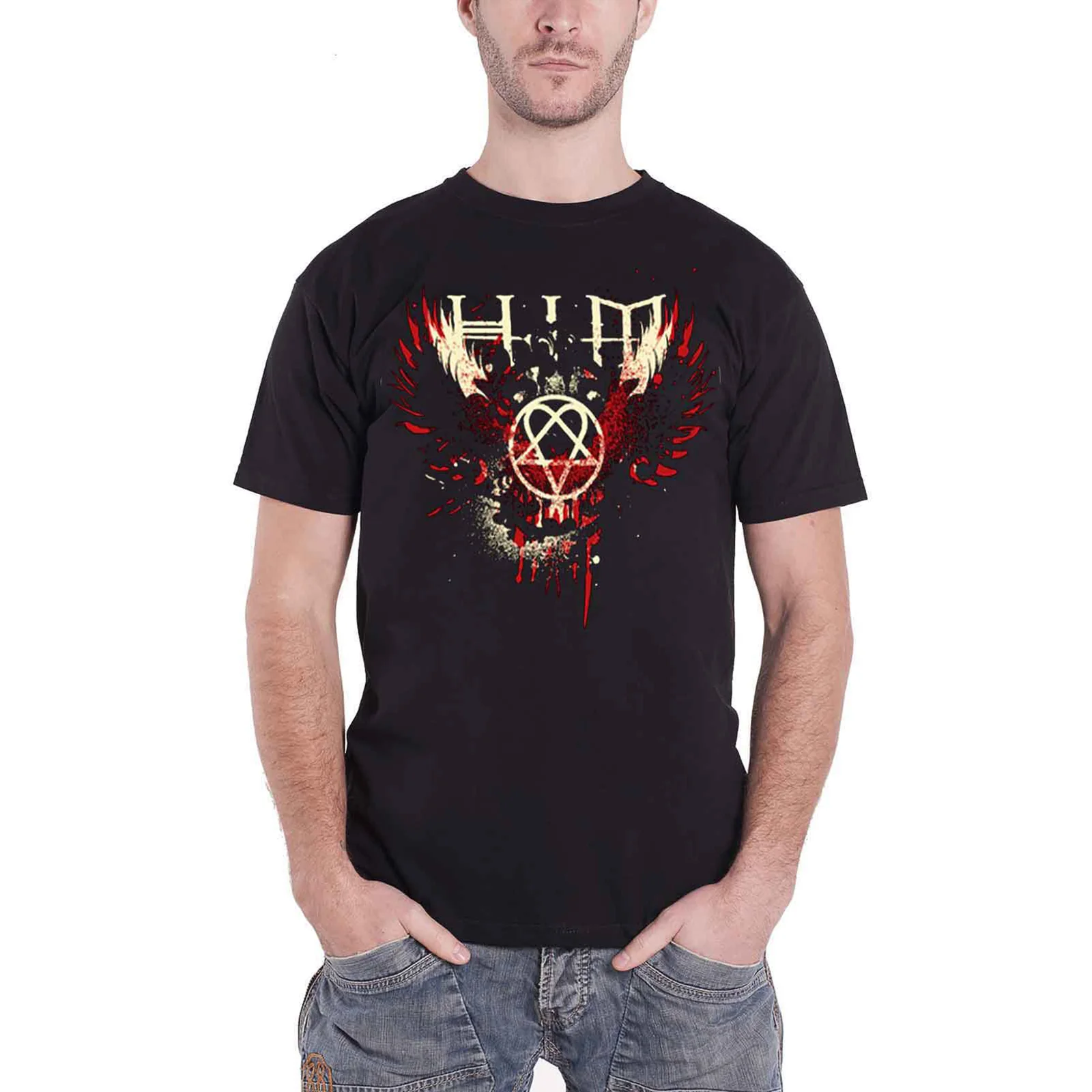 HIM - WINGS SPLATTER - T-Shirt Black - Image 2