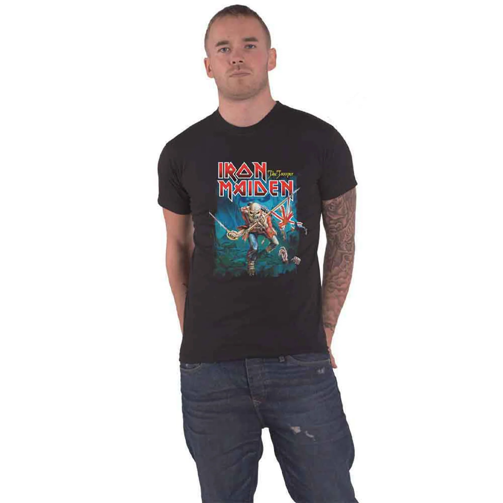 IRON MAIDEN - TROOPER EDDIE LARGE EYES - T-Shirt Black - Image 2