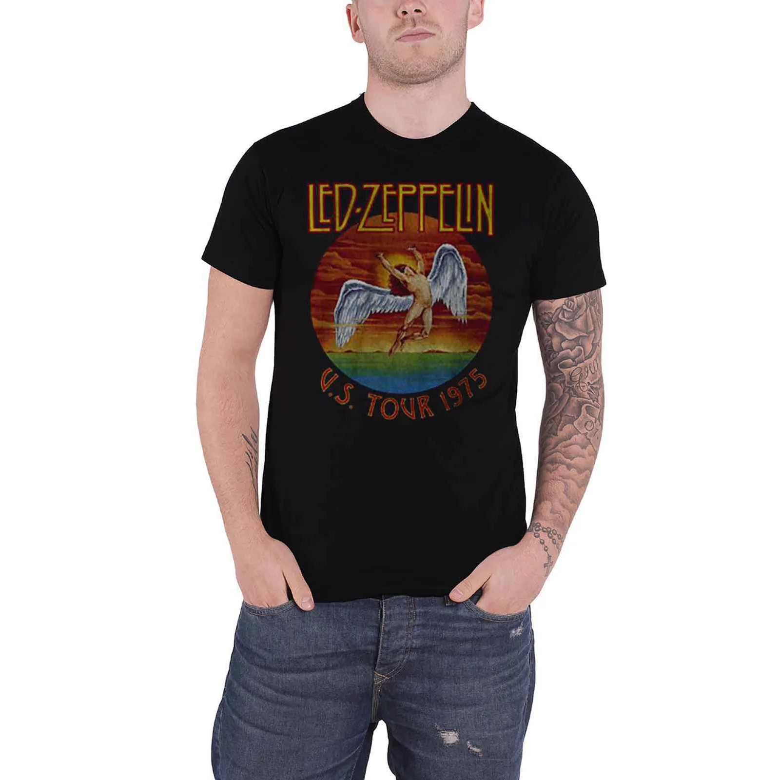LED ZEPPELIN - USA TOUR '75. - T-Shirt Black - Image 2