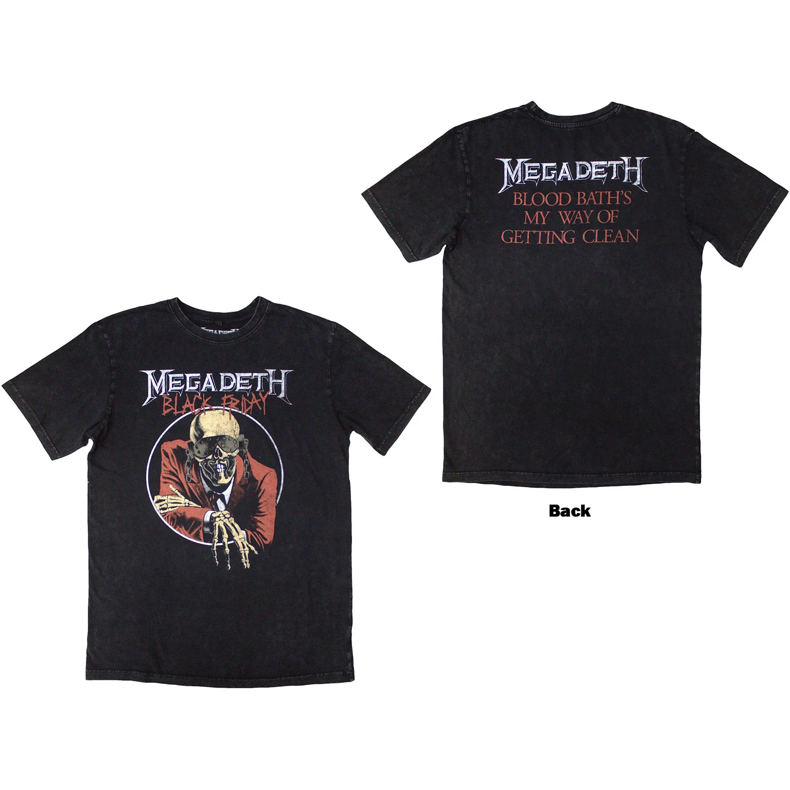 MEGADETH - BLACK FRIDAY - Stone Wash T-Shirt Grey (Back Print)