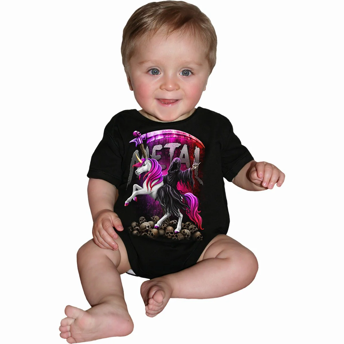 METALLICORN - Baby Sleepsuit Black - Image 2