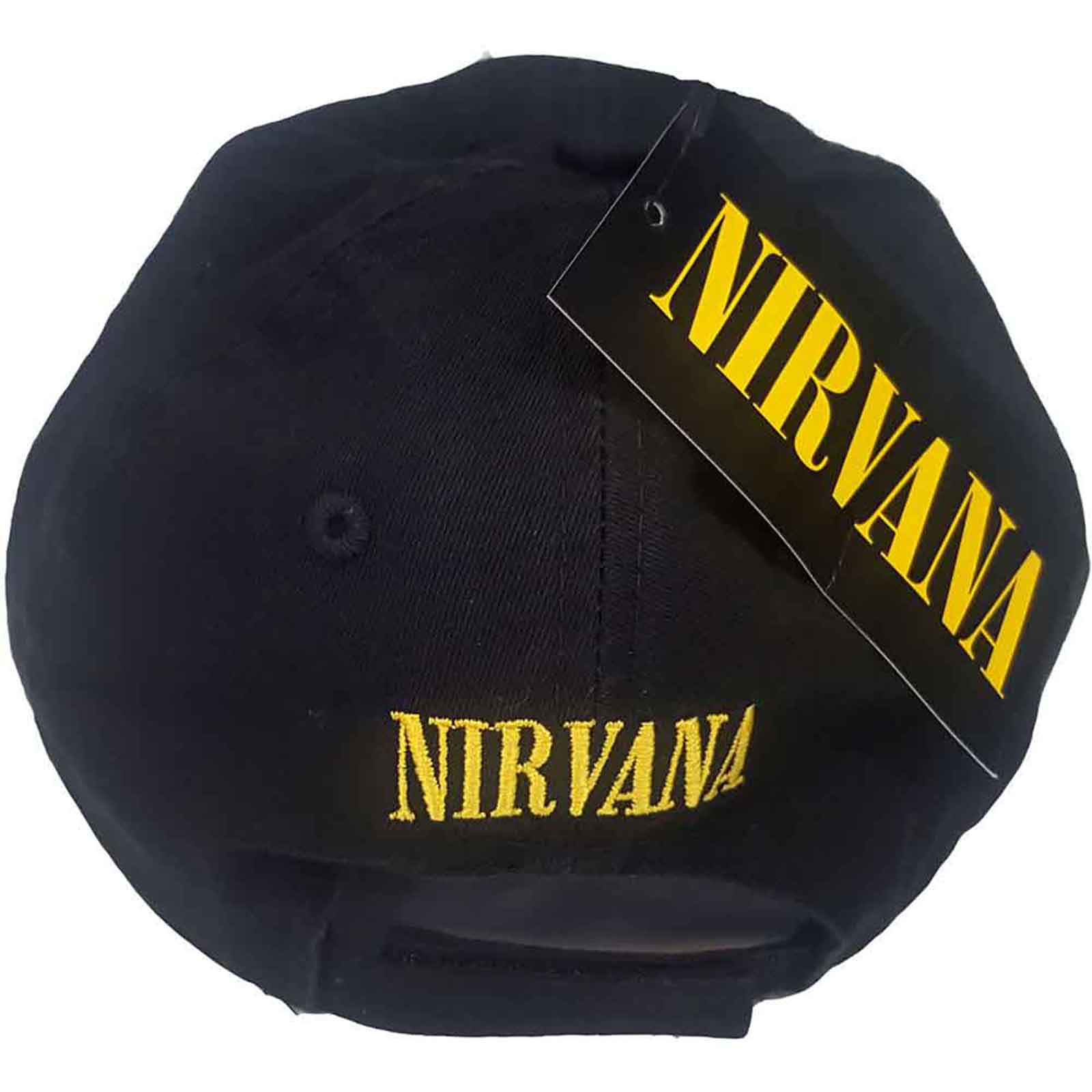NIRVANA - HAPPY FACE - Baseball Cap Black (Distressed) - Image 2