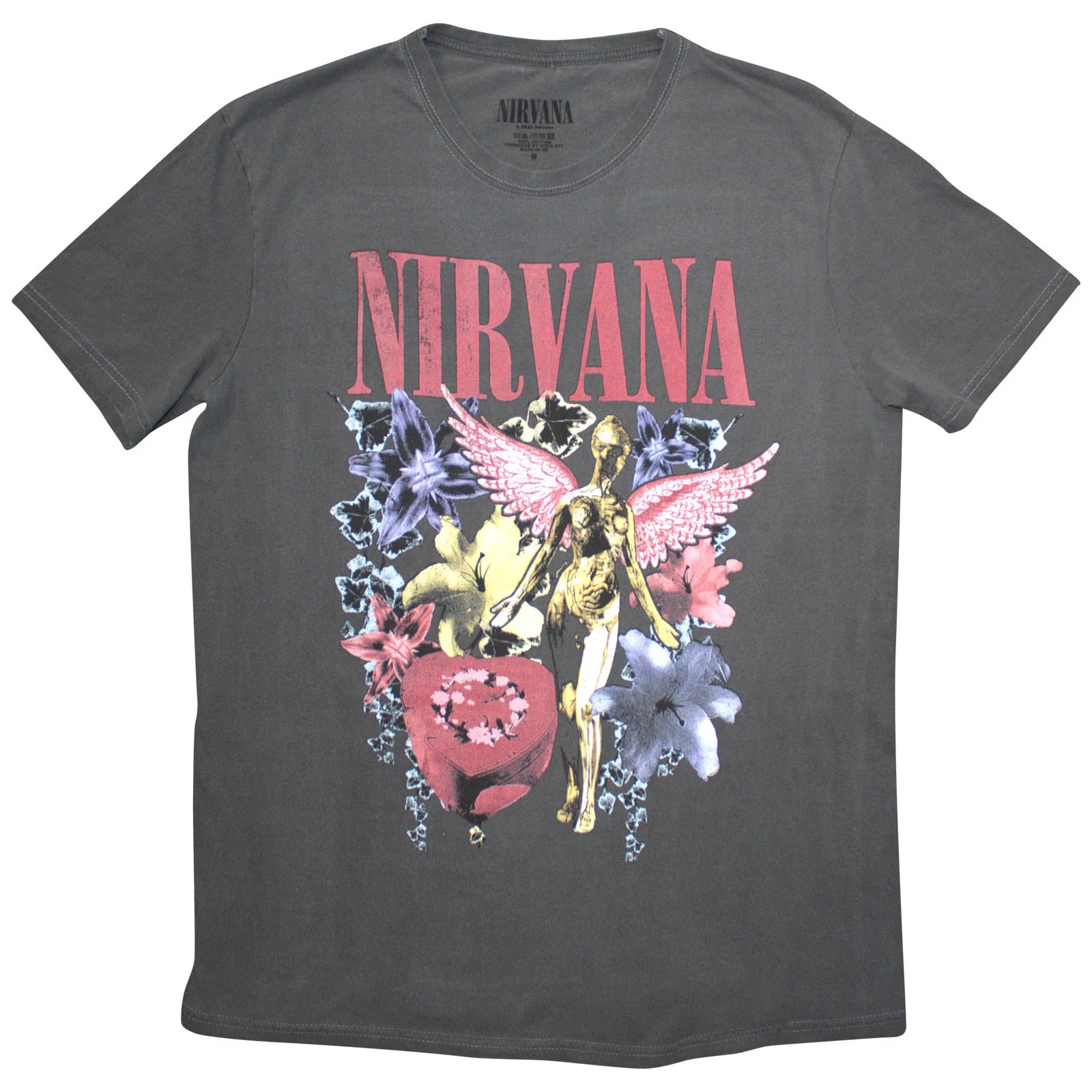 NIRVANA - IN UTERO VINTAGE COLLAGE - Stone Wash T-Shirt Grey