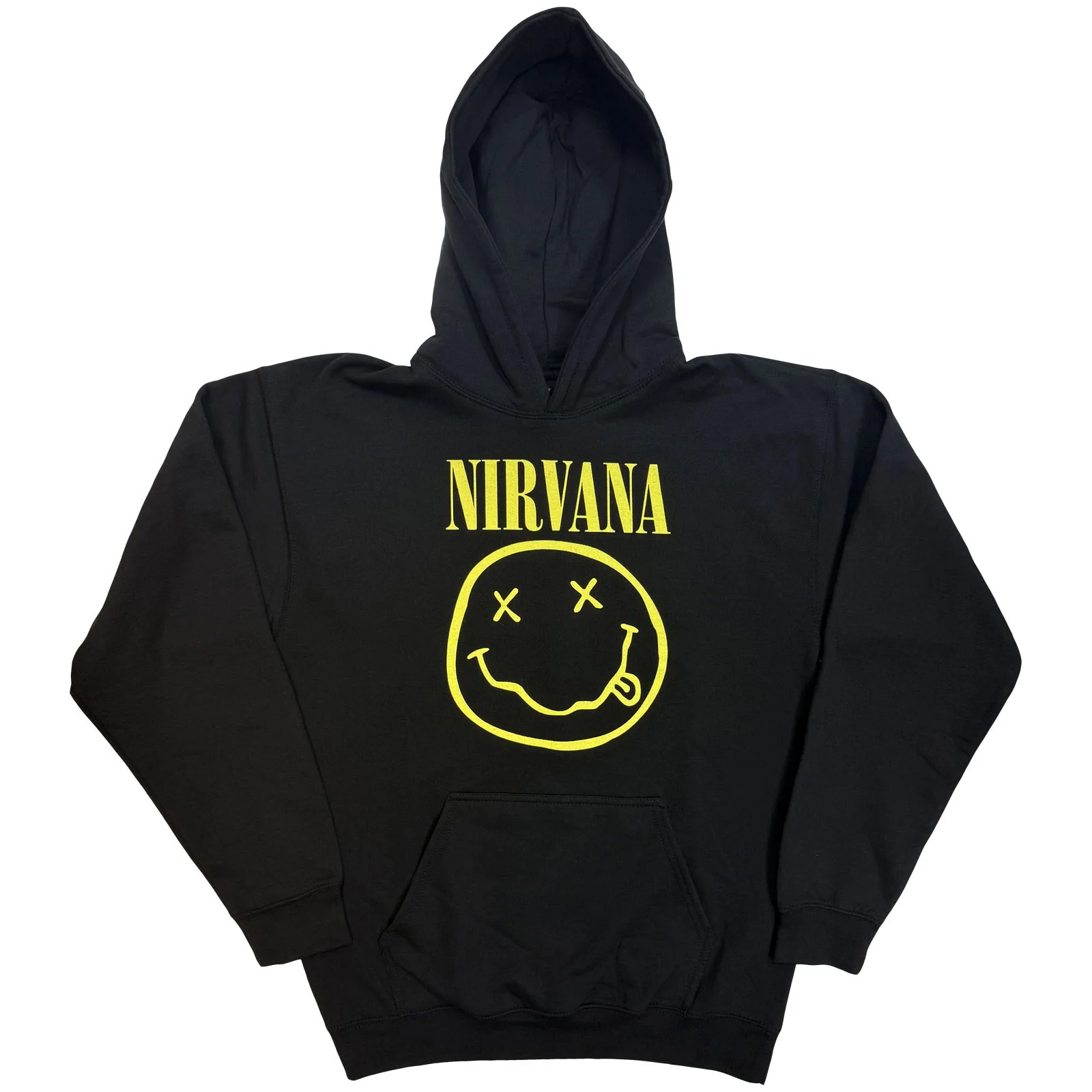 NIRVANA - YELLOW HAPPY FACE - Pullover Hoodie Black