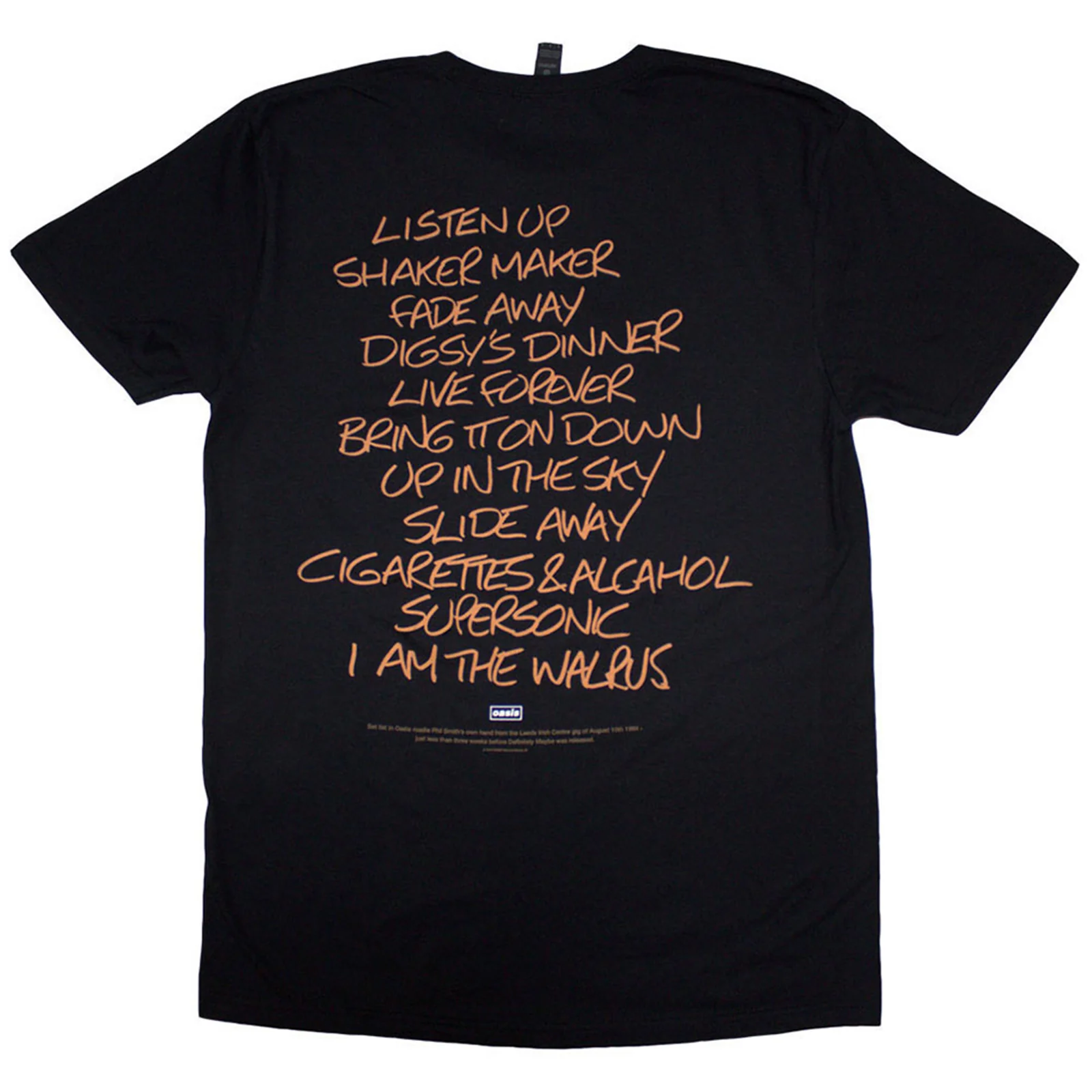 OASIS - DEFINITELY MAYBE AAA SETLIST - T-Shirt Black (Back Print) - Image 2