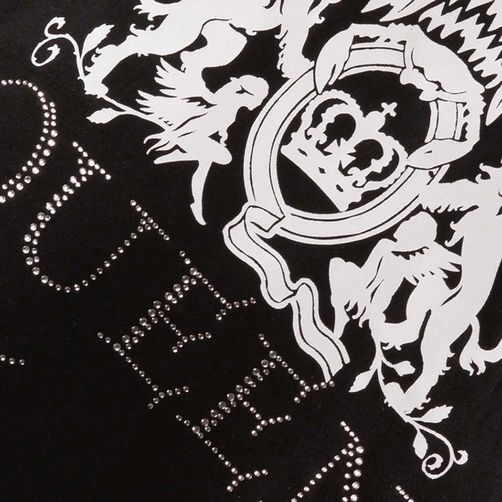 QUEEN - LOGO - Ladies T-Shirt Black (Embellished) - Image 4