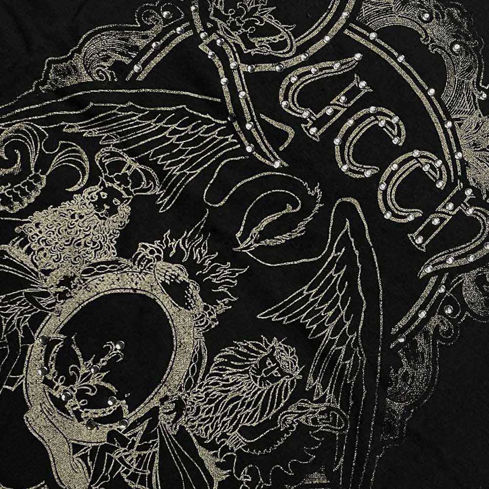 QUEEN - ORNATE CREST - T-Shirt Black (Embellished) - Image 2