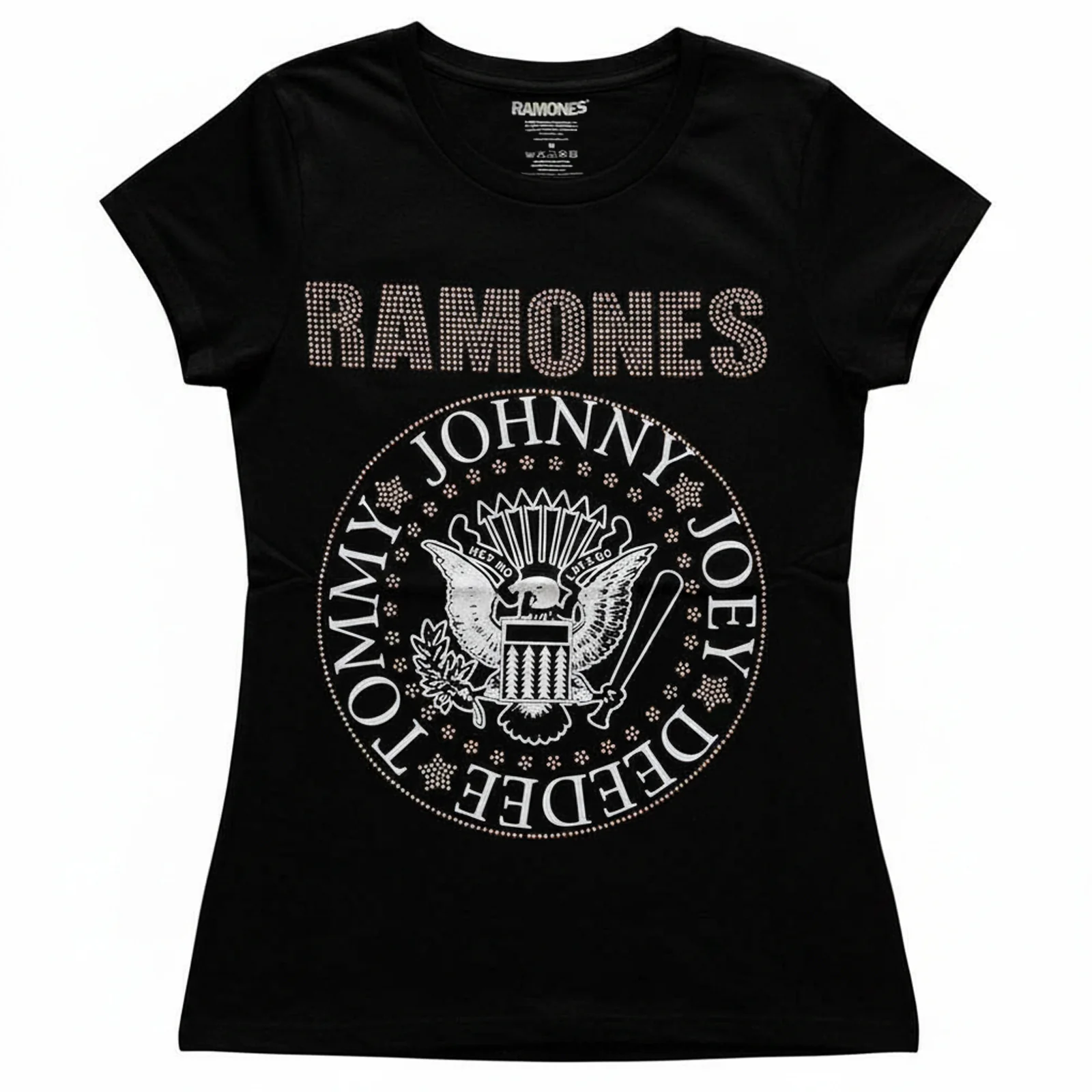 RAMONES - PRESIDENTIAL SEAL - Ladies T-Shirt Black (Embellished)