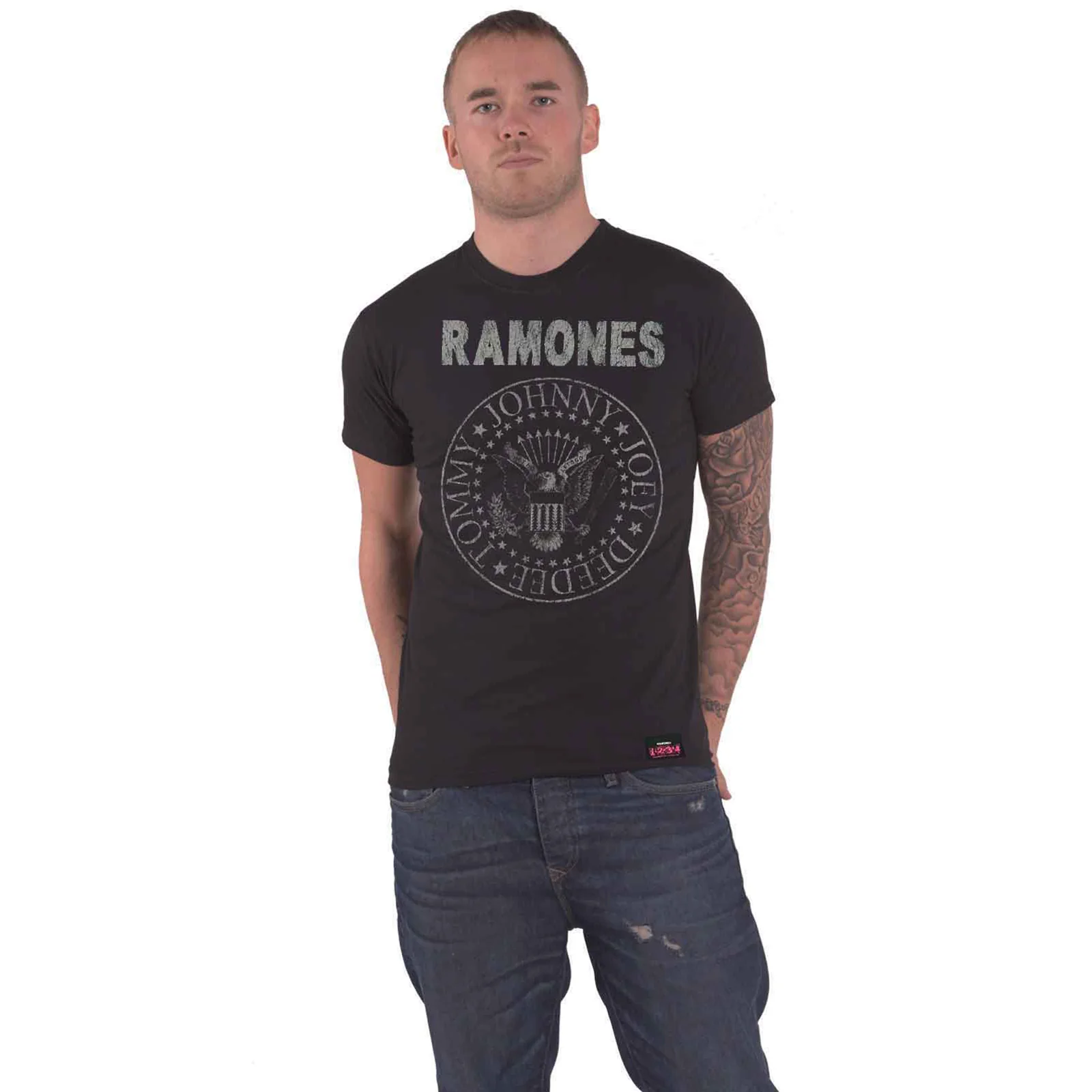 RAMONES - SEAL HEY HO - T-Shirt Black (Back Print) - Image 3