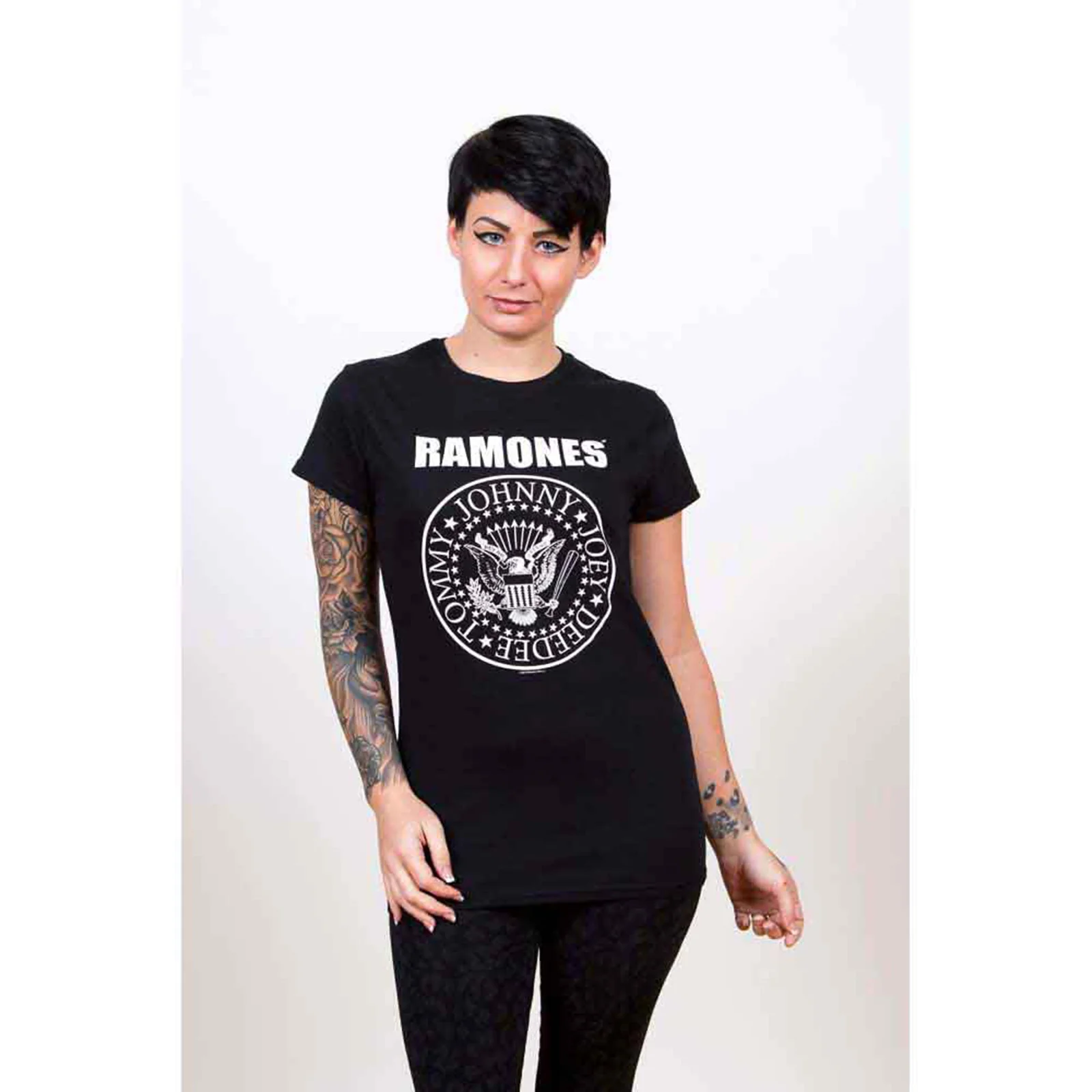 RAMONES - SEAL - Ladies T-Shirt Black (Skinny Fit) - Image 2