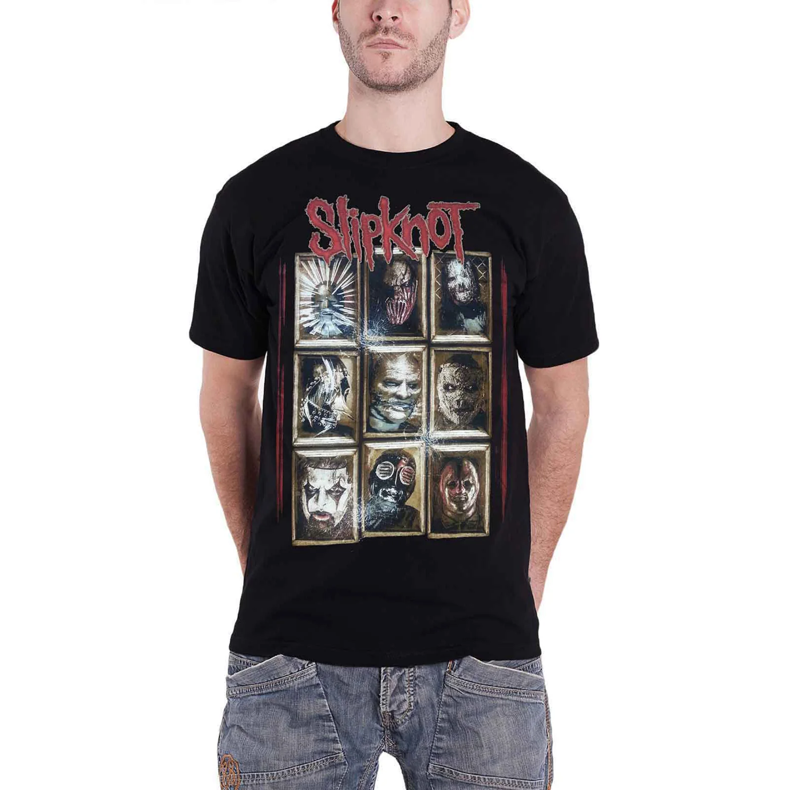 SLIPKNOT - NEW MASKS - T-Shirt Black (Back Print) - Image 3