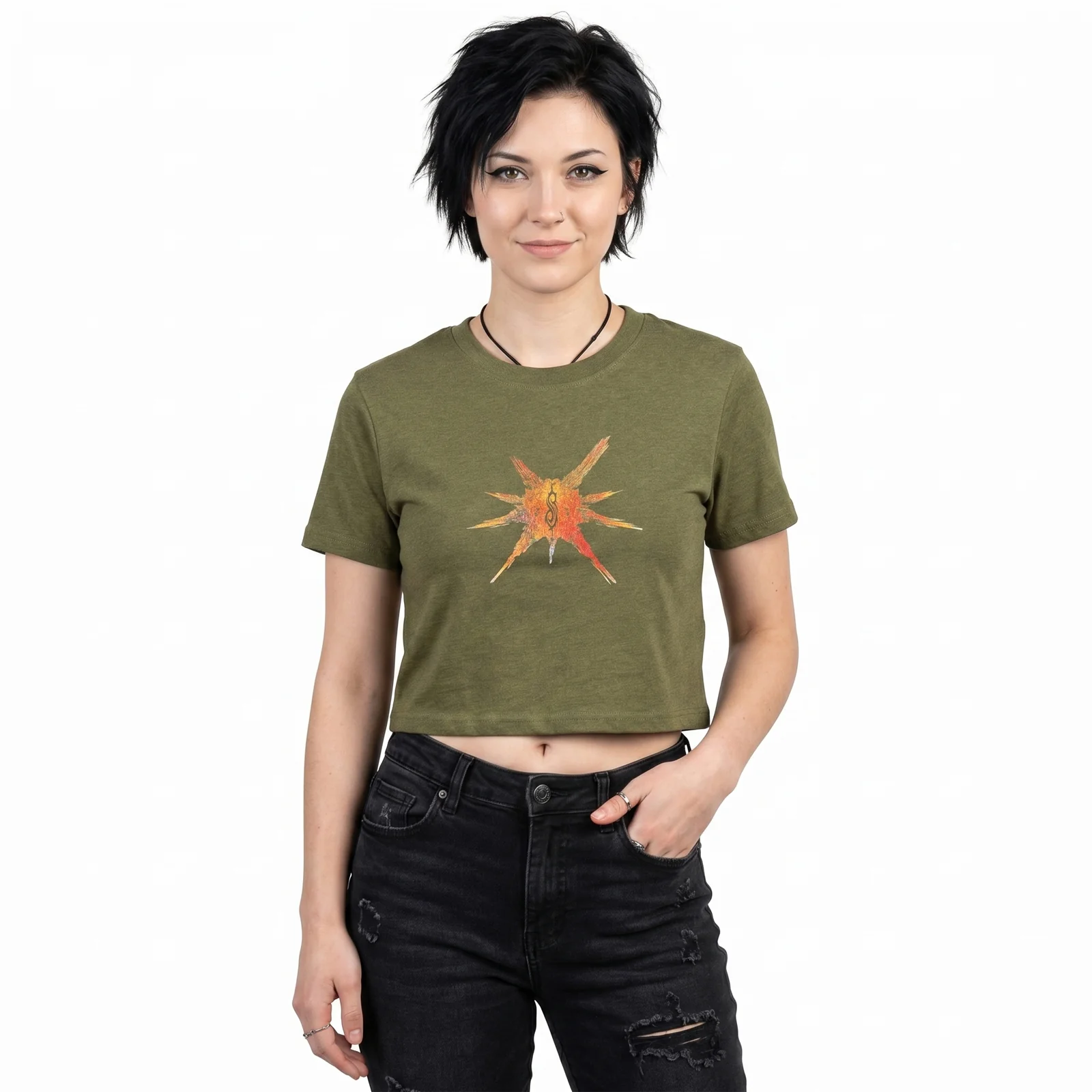 SLIPKNOT - THE END, SO FAR BAND FIGURES - Crop Top Green (Back Print) - Image 3