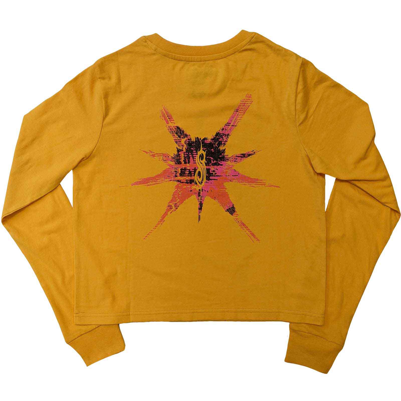 SLIPKNOT - THE END, SO FAR BARCODE - Long Sleeve Crop Top Yellow (Back Print) - Image 2