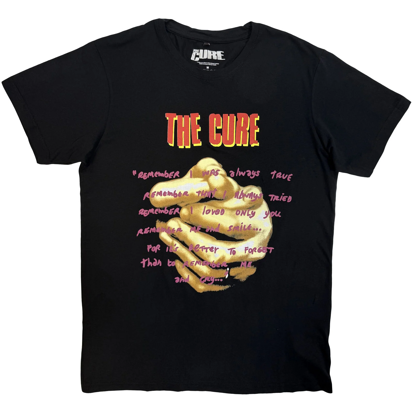 THE CURE - PRAYING HANDS TREASURE LYRIC - Carbon T-Shirt Black