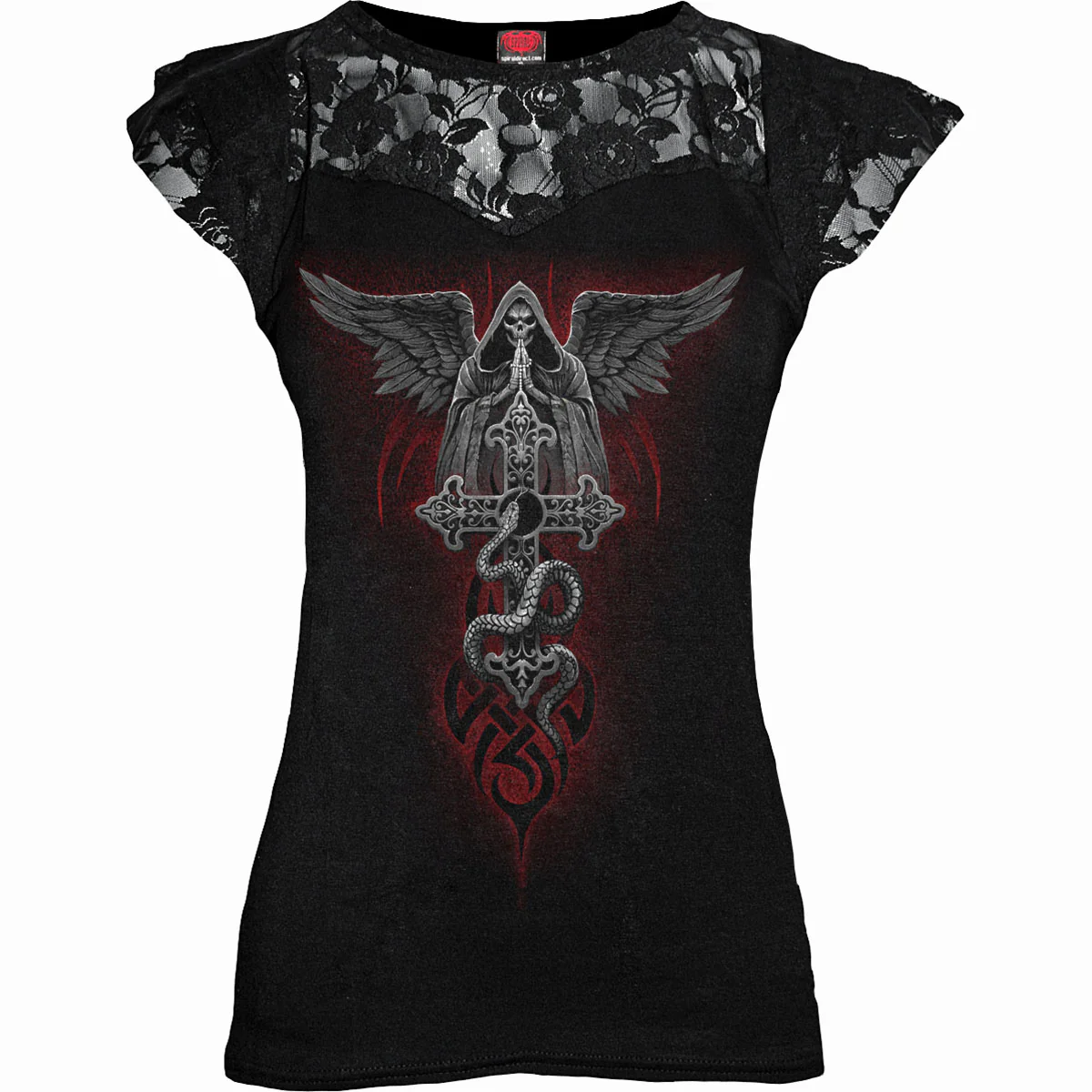 THE DEAD - Lace Layered Cap Sleeve Top Black