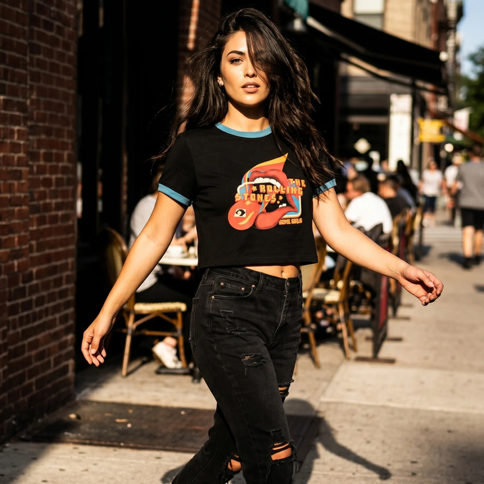 THE ROLLING STONES - SOME GIRLS LICK - Crop Top Black - Image 2