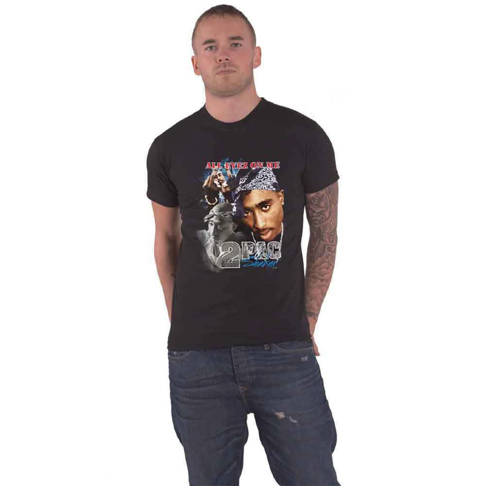 TUPAC - ALL EYEZ HOMAGE - T-Shirt Black - Image 2