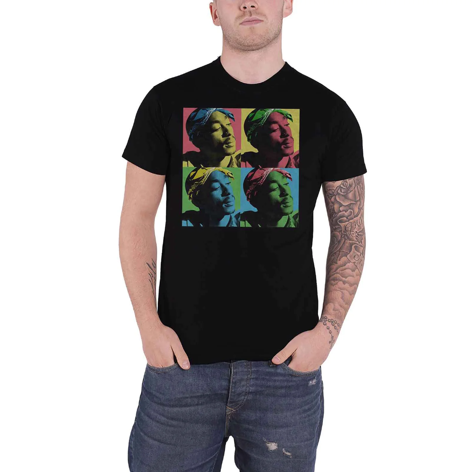 TUPAC - POP ART - T-Shirt Black - Image 2