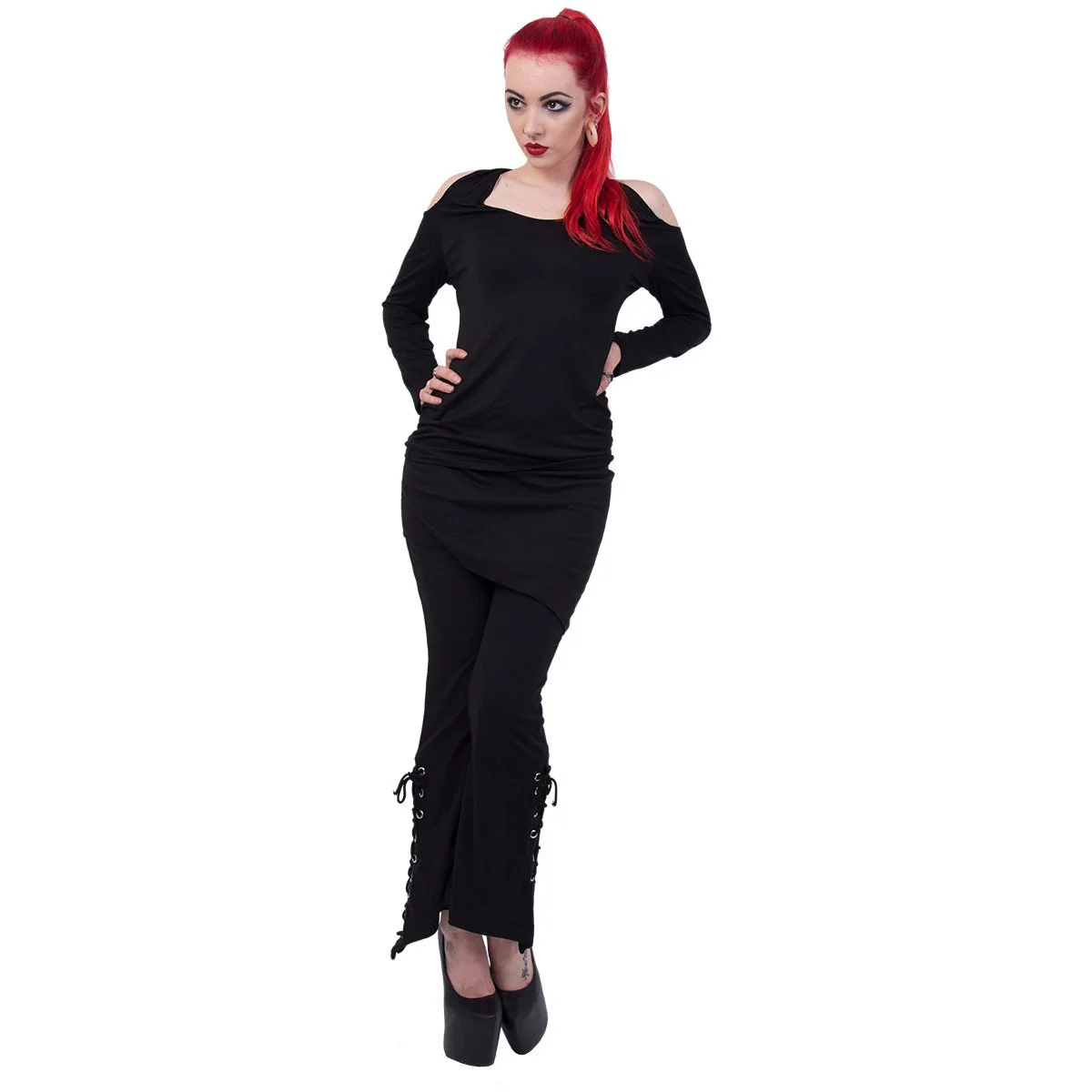 URBAN FASHION - 2in1 Boot-Cut Leggings with Micro Slant Skirt - Image 3