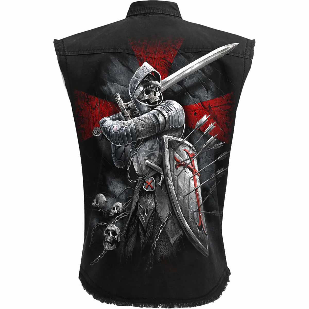 VALIANT - Sleeveless Stone Washed Worker Black - Image 2